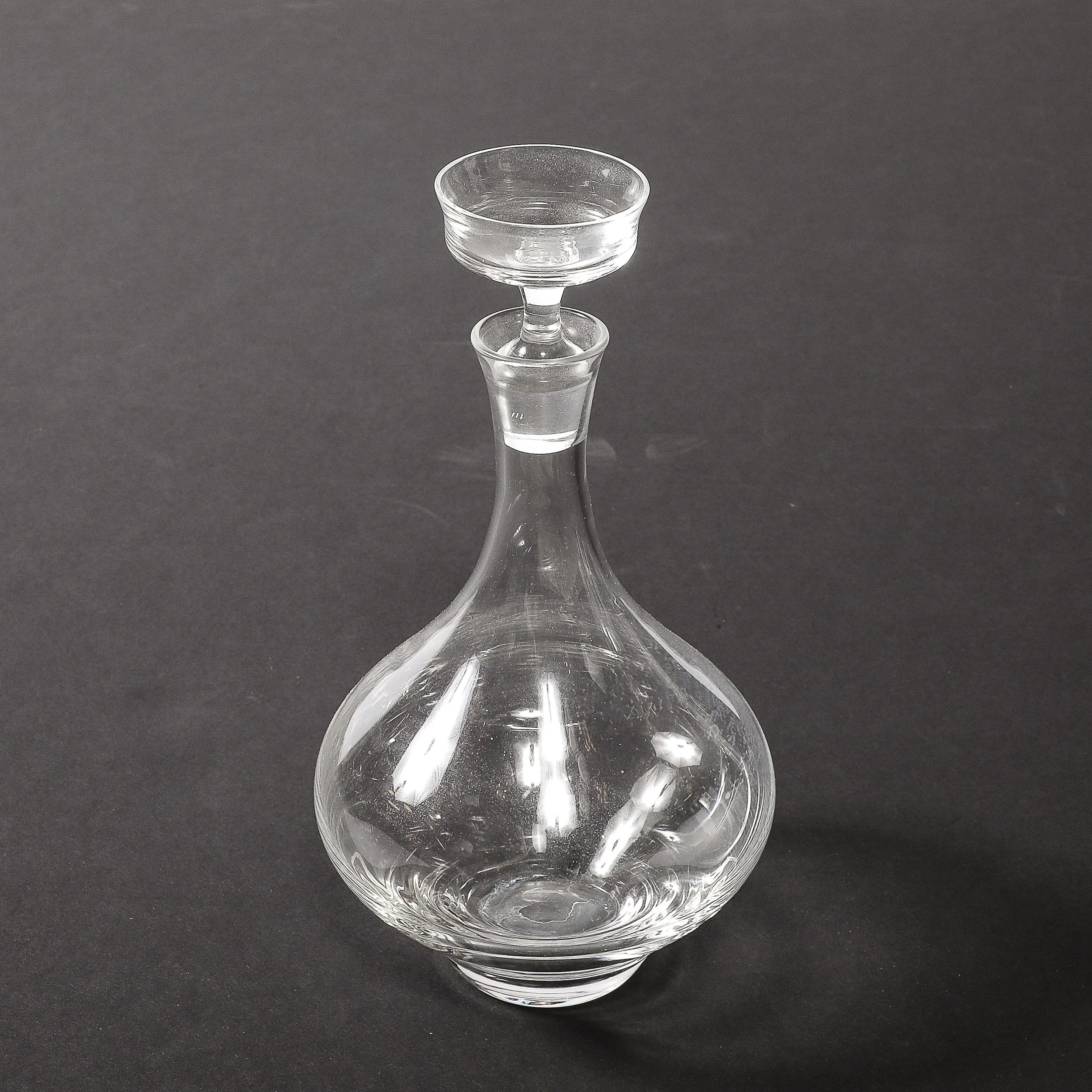 Mid-Century Modernist Sculptural Crystal Decanter with Basin Form Stopper - High Style Deco 4.jpg