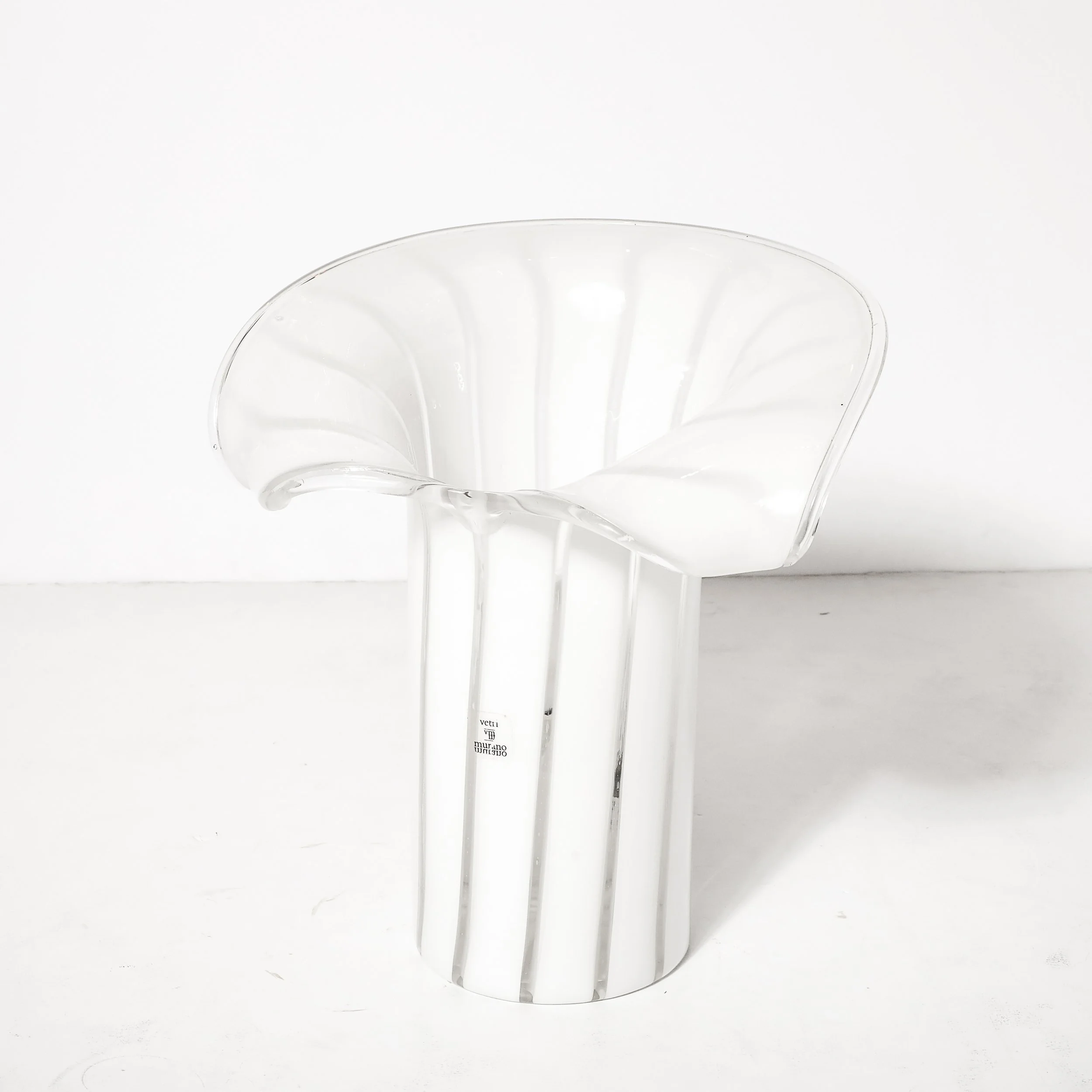 Mid-Century Hand-Blown Murano Cala Lilly Form White Uplights signed Vetri Murano - High Style Deco 6.jpg