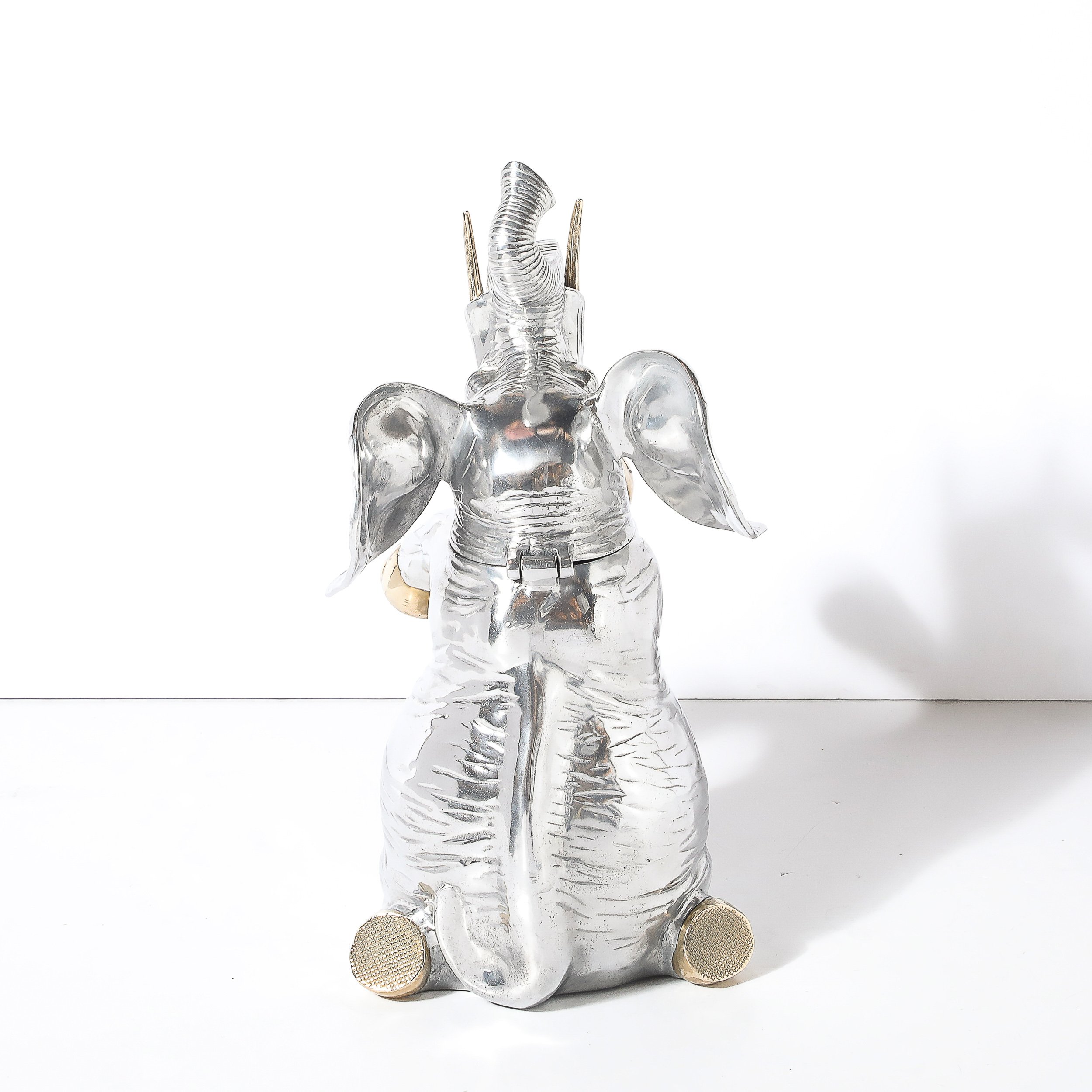 Mid-Century Aluminum & Brass Sculptural Elephant Wine Cooler Signed Arthur Court - High Style Deco 7.jpg