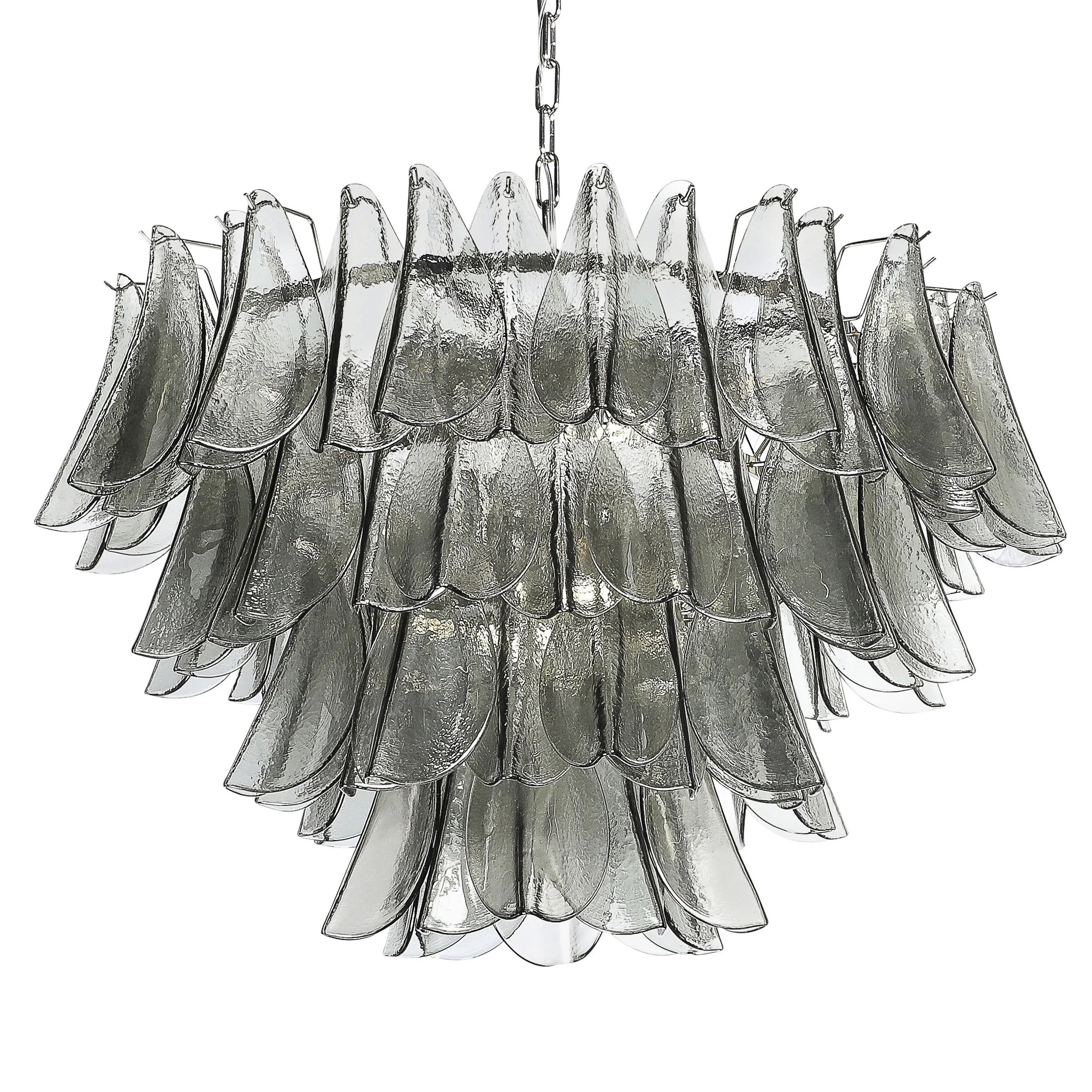 Modernist Feather Chandelier in Murano Smoked Topaz Glass and Polished Nickel - High Style Deco 2.jpg