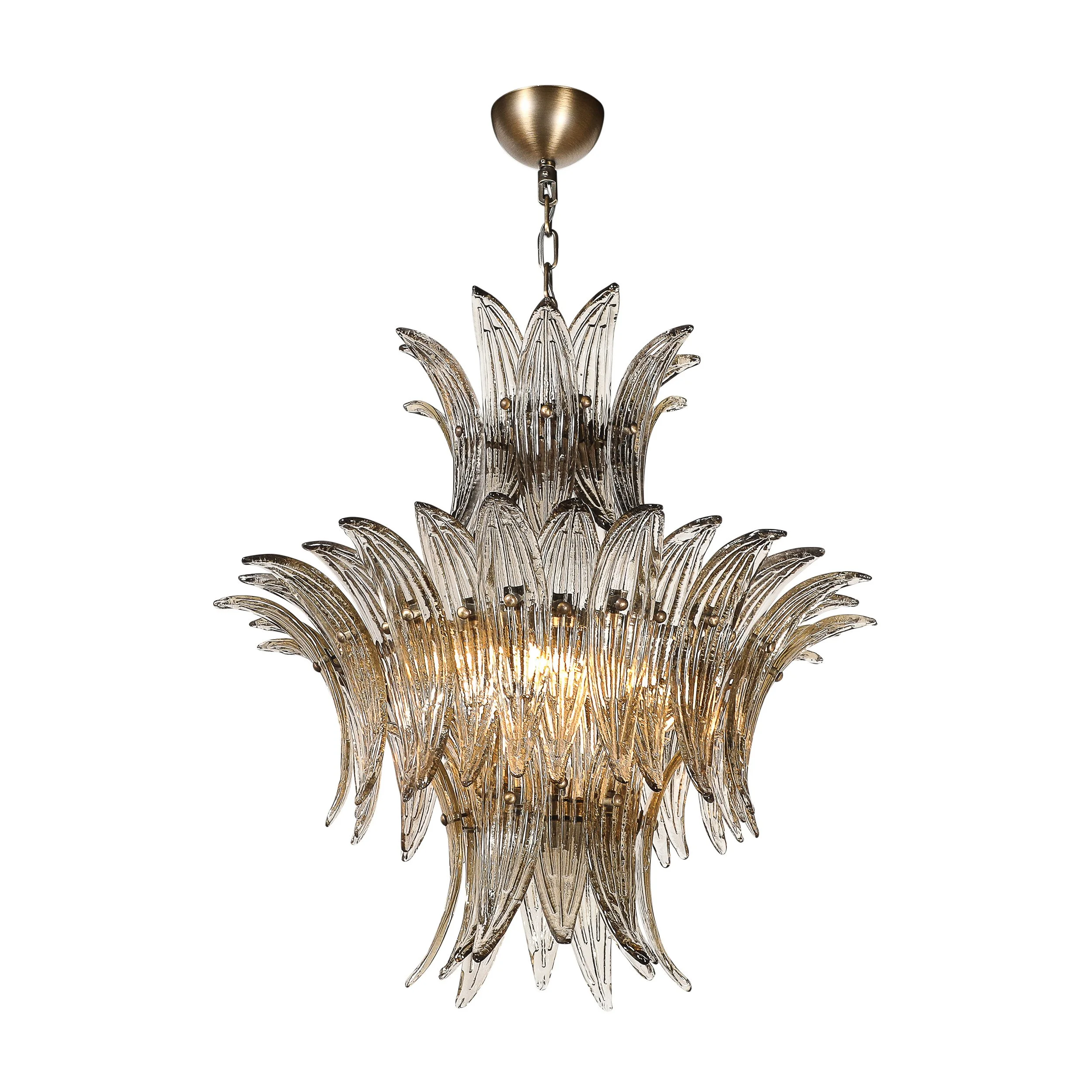 Modernist 3-Tier %22Palma%22 Hand-Blown Smoked Murano Glass & Bronze Chandelier - High Style Deco 1.jpg