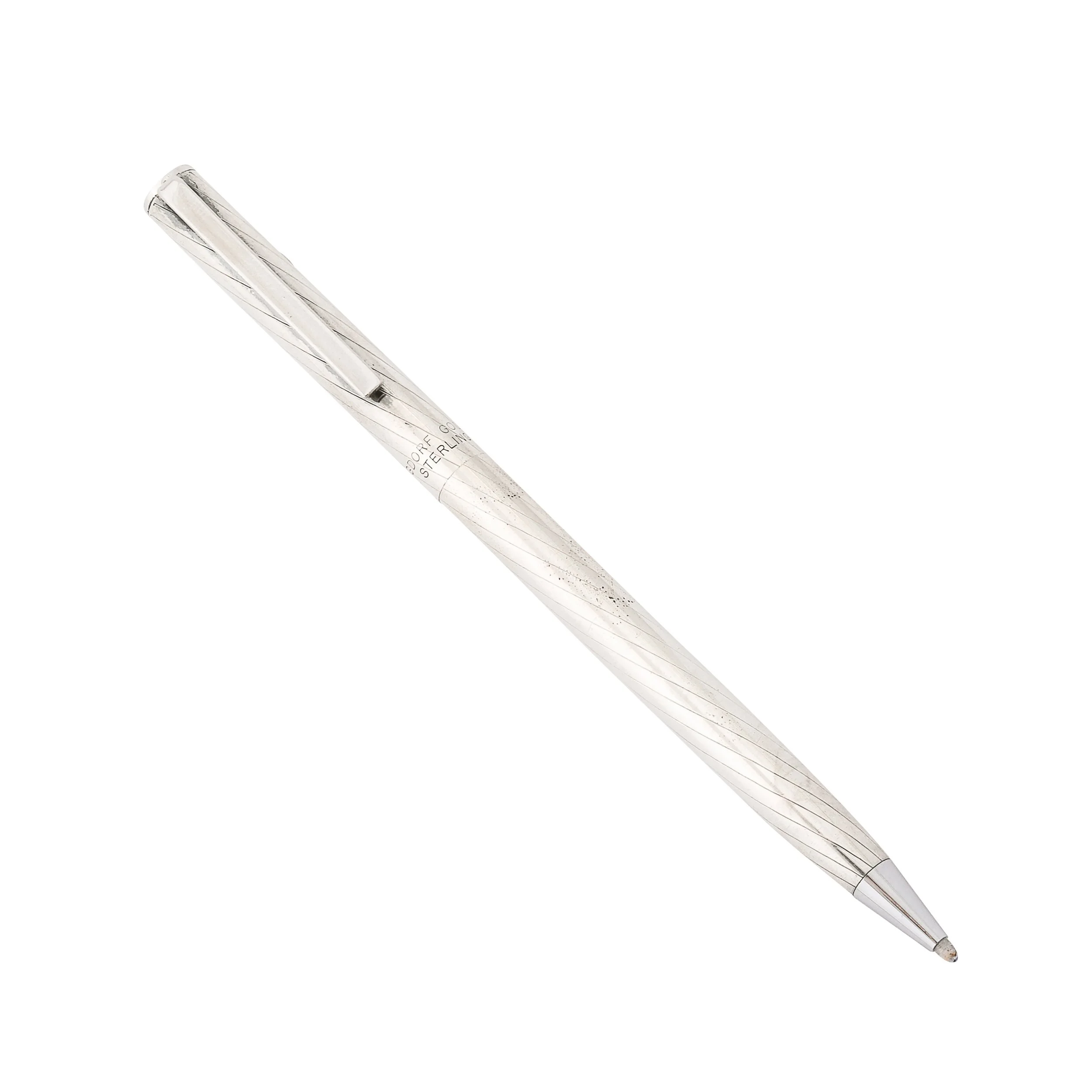 Modernist Twist Opening Sterling Silver Ballpoint Pen signed Bergdorf Goodman