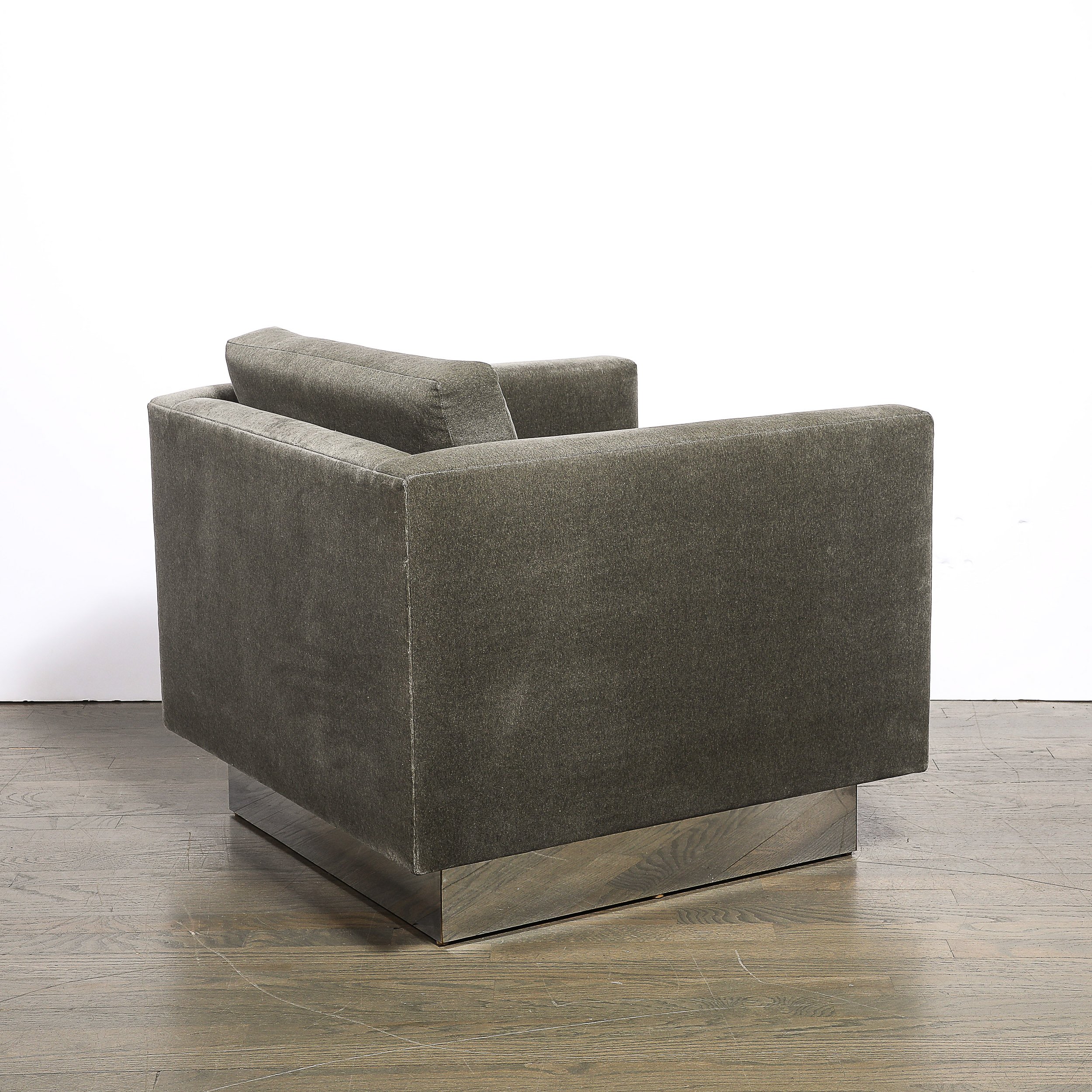 Pair of Mid-Century Biscuit Tufted Cube Chairs w: Chrome Wrapped Base in Mohair - High Style Deco 8.jpg