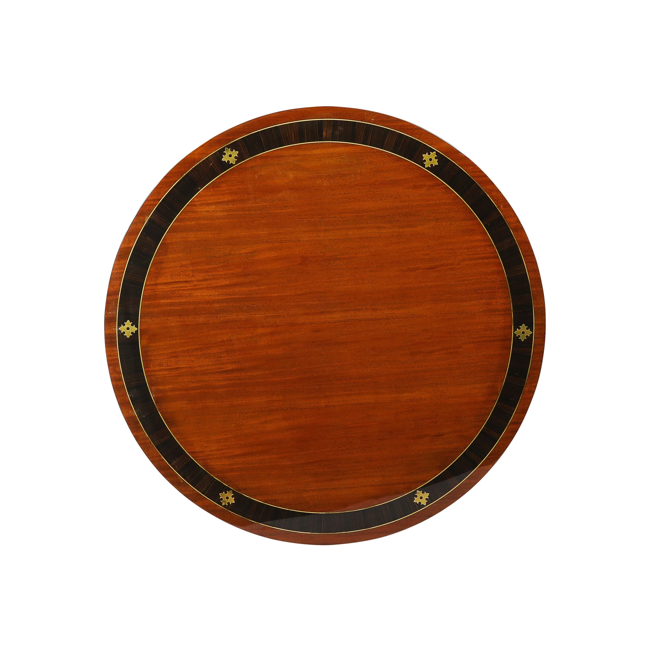 Neoclassical Center Table in Macassar W: Brass Heraldic Inlays & Black Lacquer - High Style Deco 15.jpg