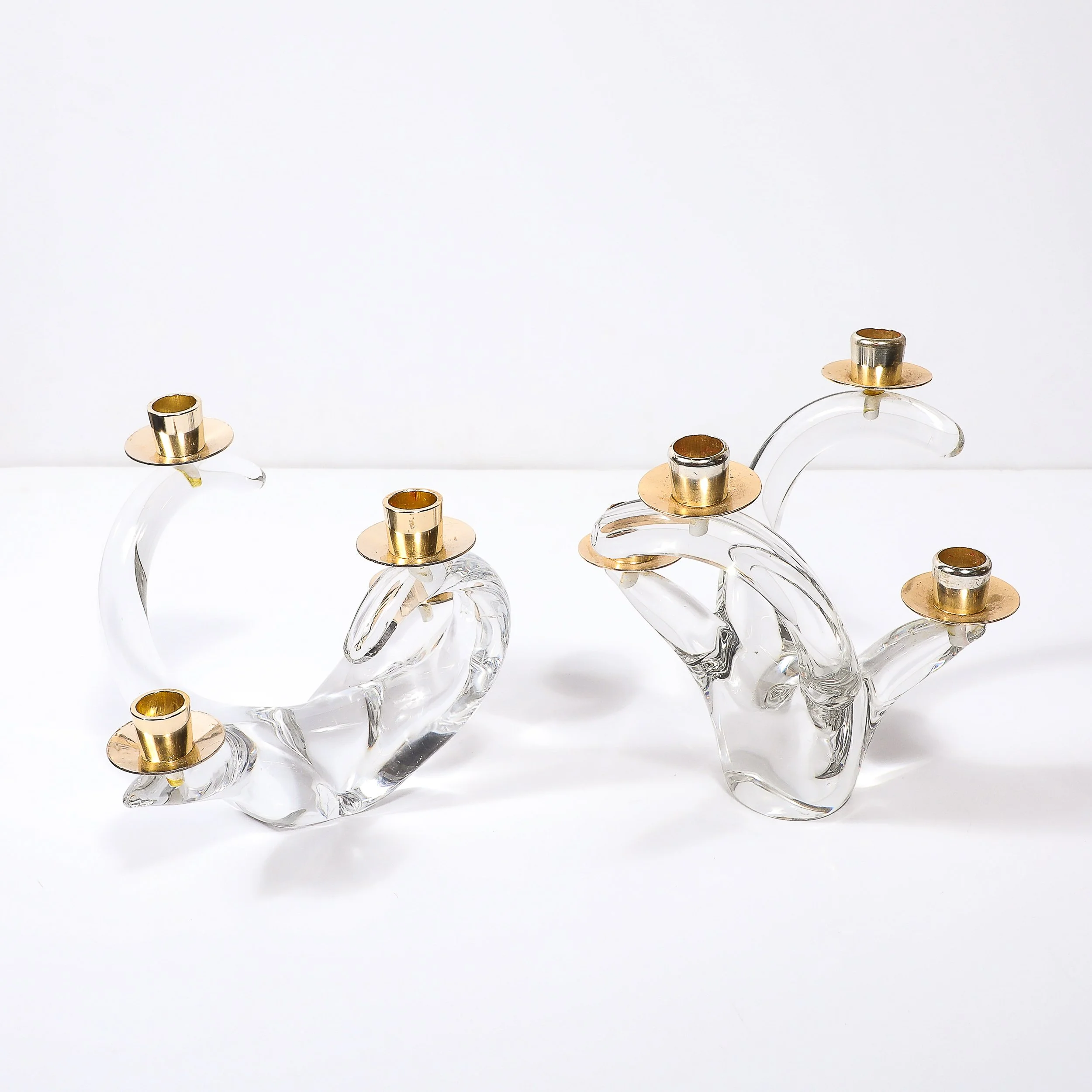 Pair of Mid-Century Amorphic Crystal & Brass 4 Arm Candelabras Signed Schneider 1 - High Style Deco 2.jpg