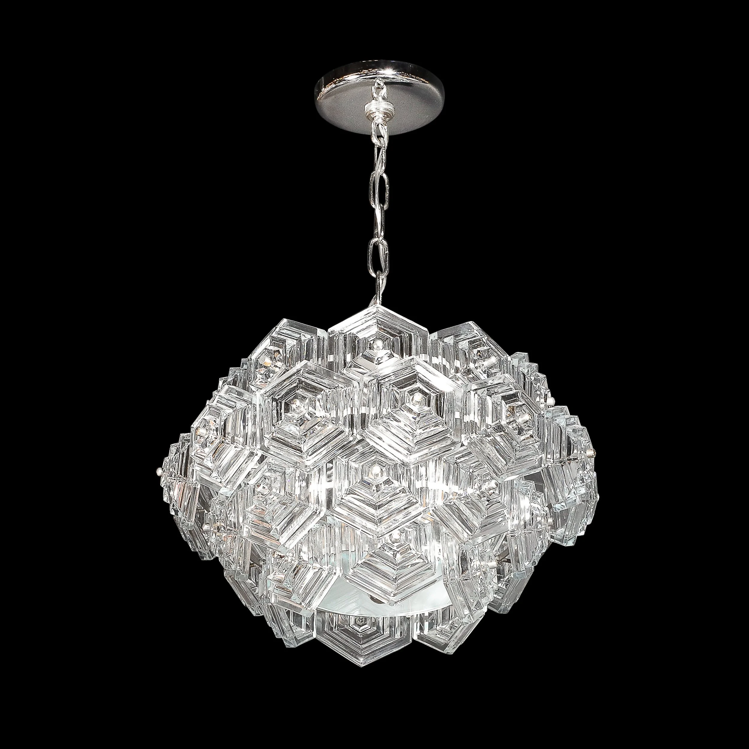 Mid-Century Hexagonal Prism & Frosted Glass Diffuser Chandelier by Veb Ebersbach - High Style Deco 16.jpg