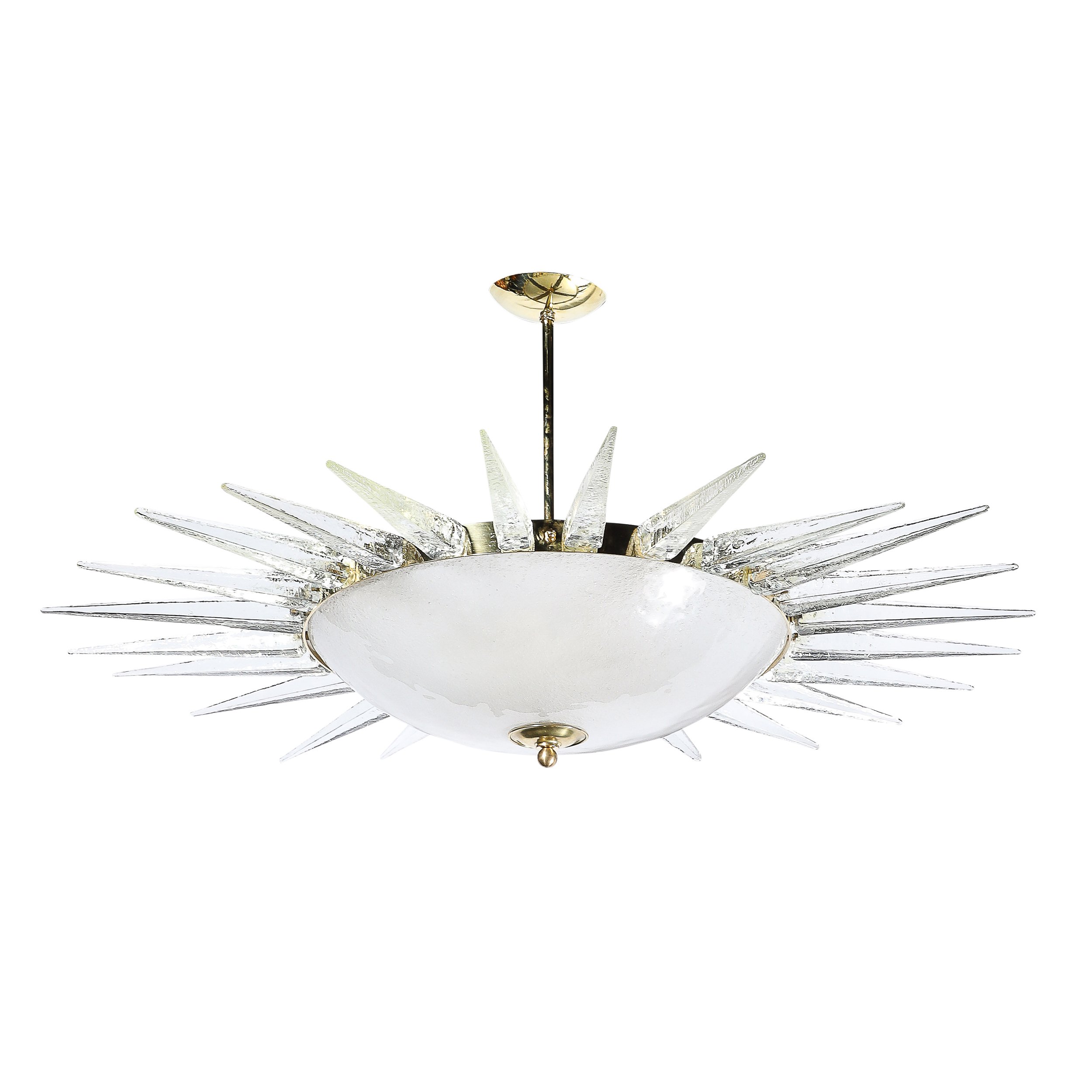 Modernist Brass Fitted Hand-Blown Murano Glass Starburst Spike Form Chandelier - High Style Deco 9.jpg