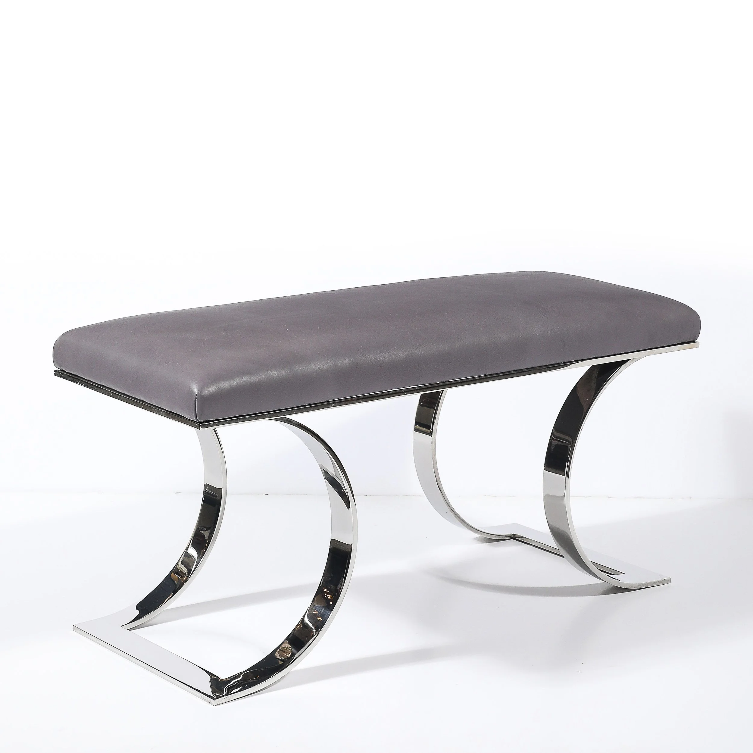 Mid-Century Stainless Steel & Holly Hunt Leather JMF Bench by Karl Springer - High Style Deco 5.jpg