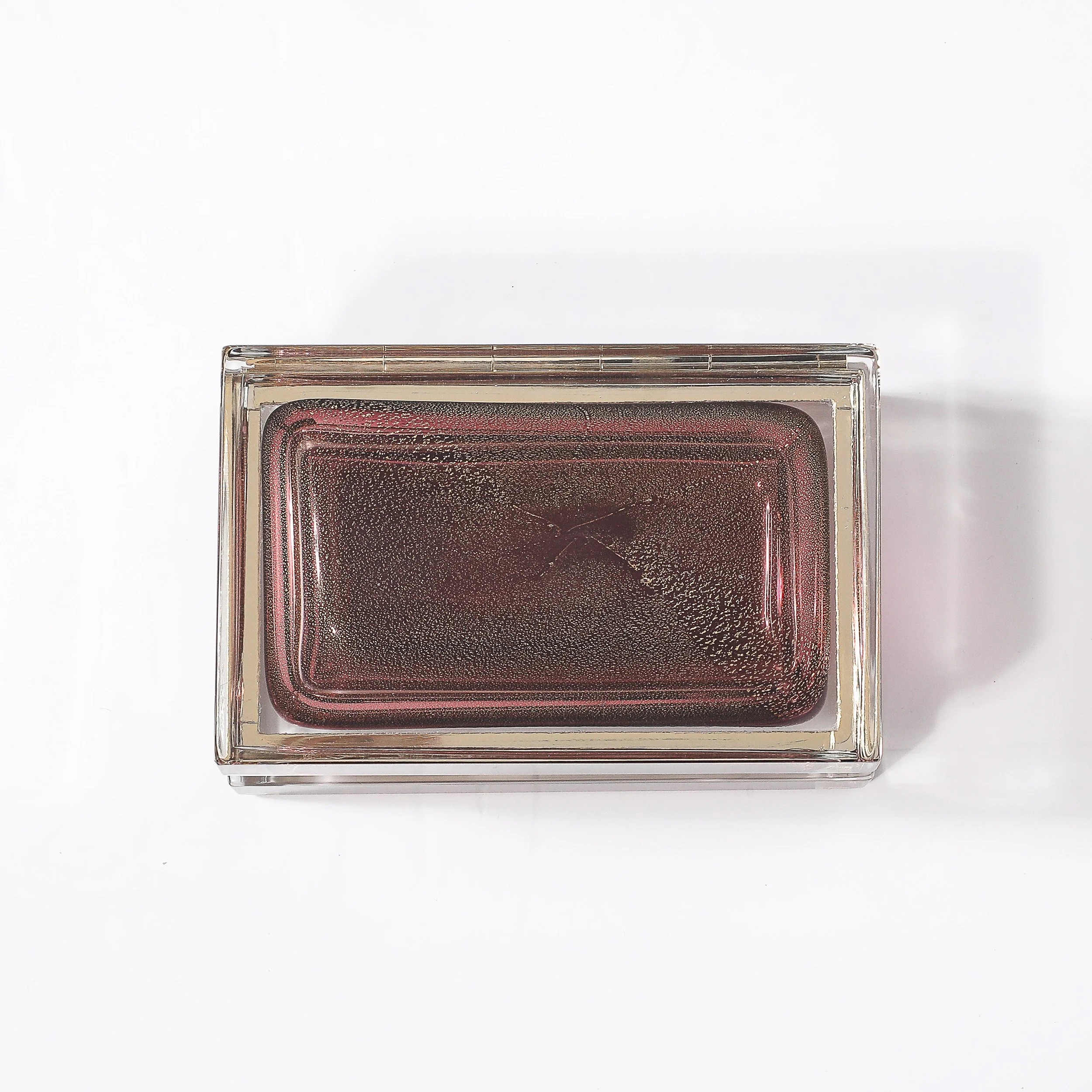 Modernist Hand-Blown Murano Glass Box in Smoked Rose with 24 Karat Gold Flecks - High Style Deco 1.jpg