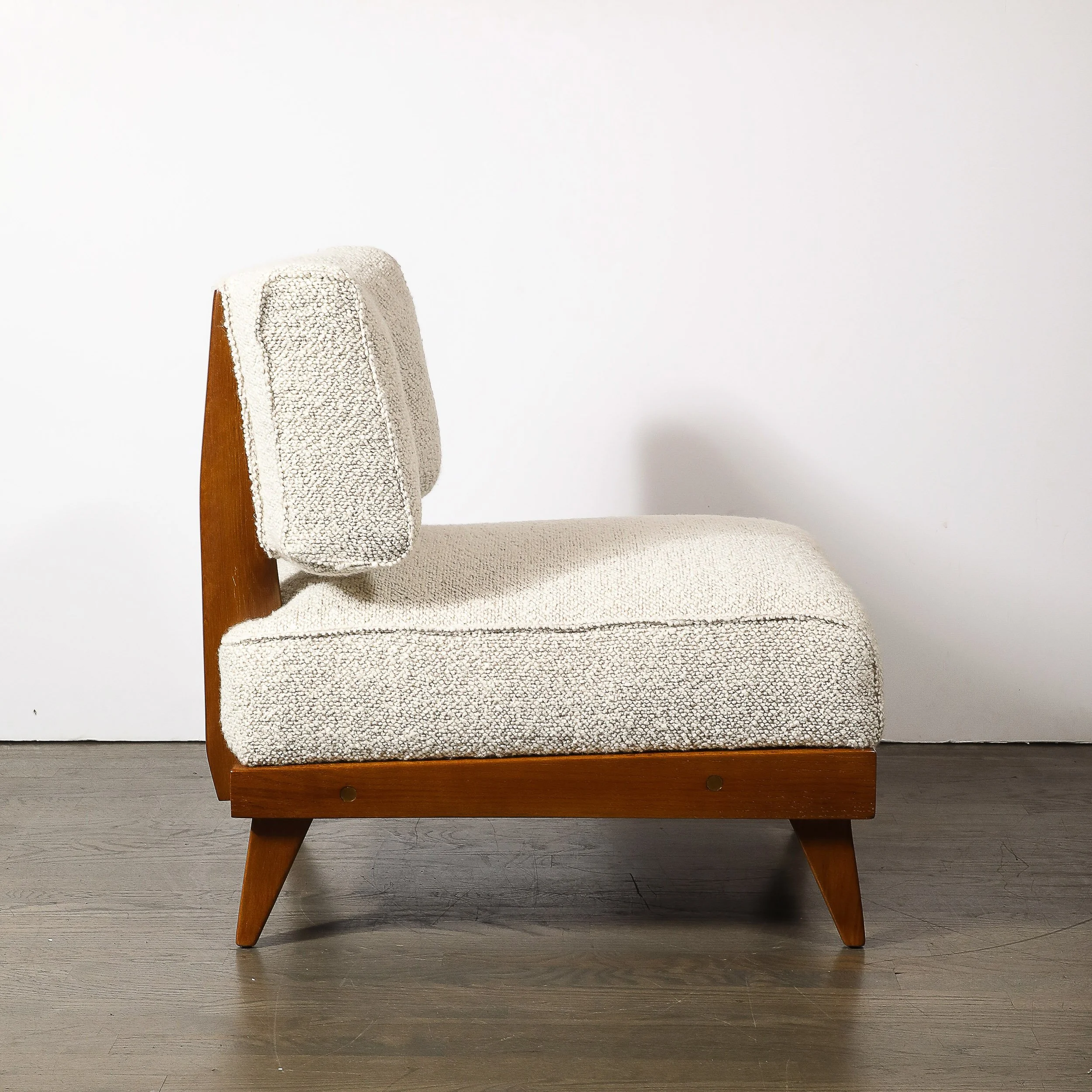 Mid-Century Modernist Sculptural Oak Lounge Chairs in Off White Boucle - High Style Deco 17.jpg