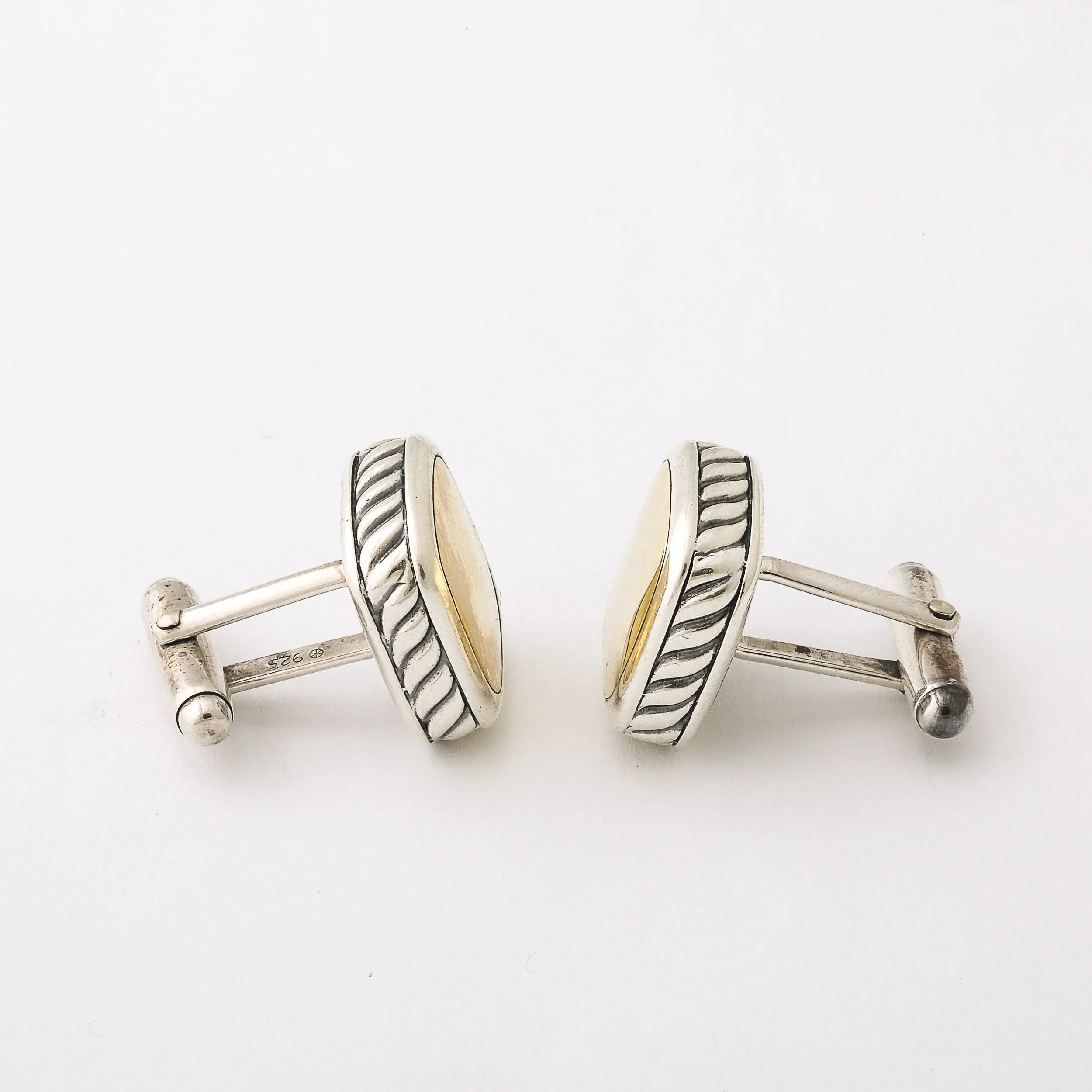 Pair of David Yurman Cufflinks in Sterling Silver and 18k Yellow Gold - High Style Deco 2.jpg