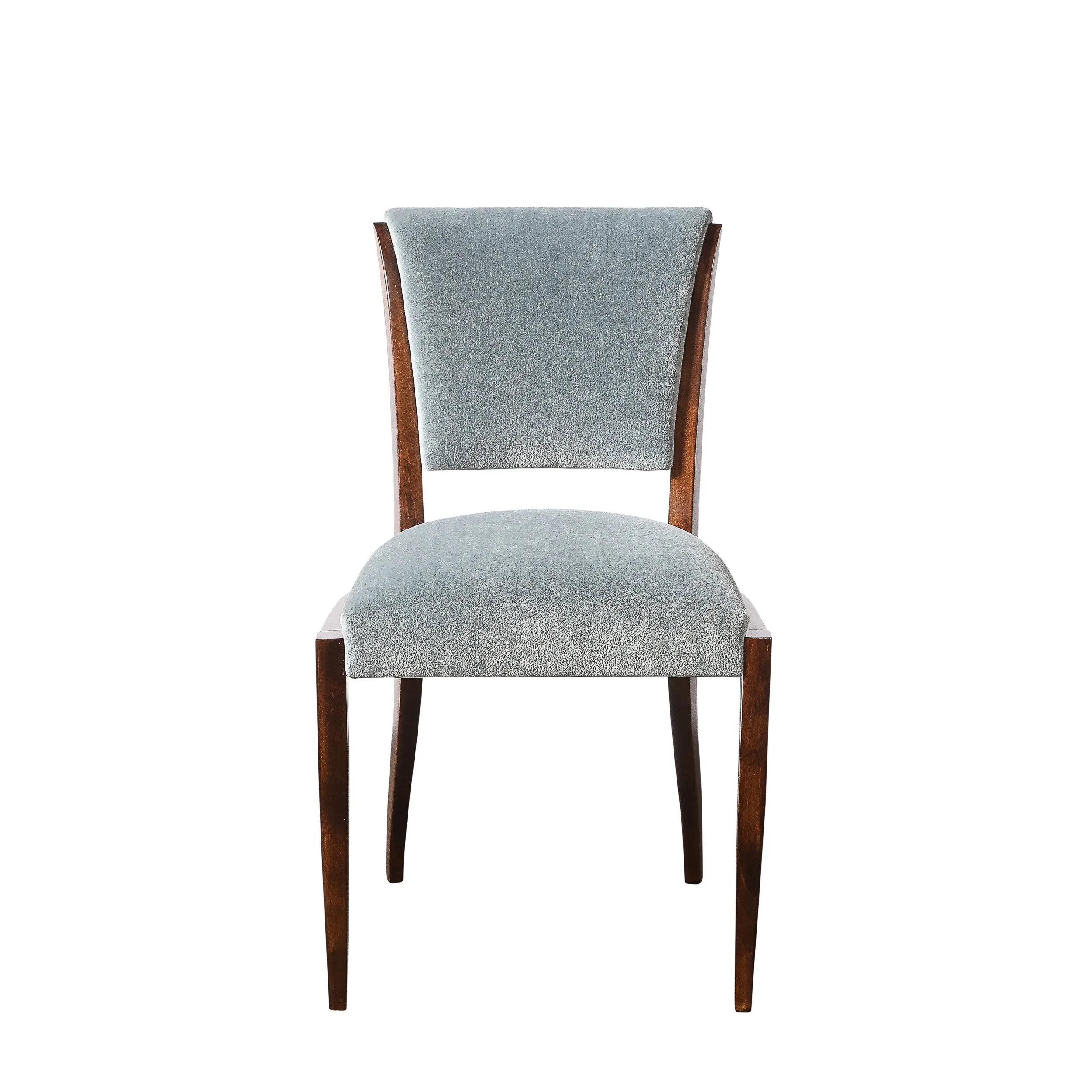 Set of Eight Art Deco Sculptural Walnut Dining Chairs in Plush Mohair Upholstery - High Style Deco 2.jpg