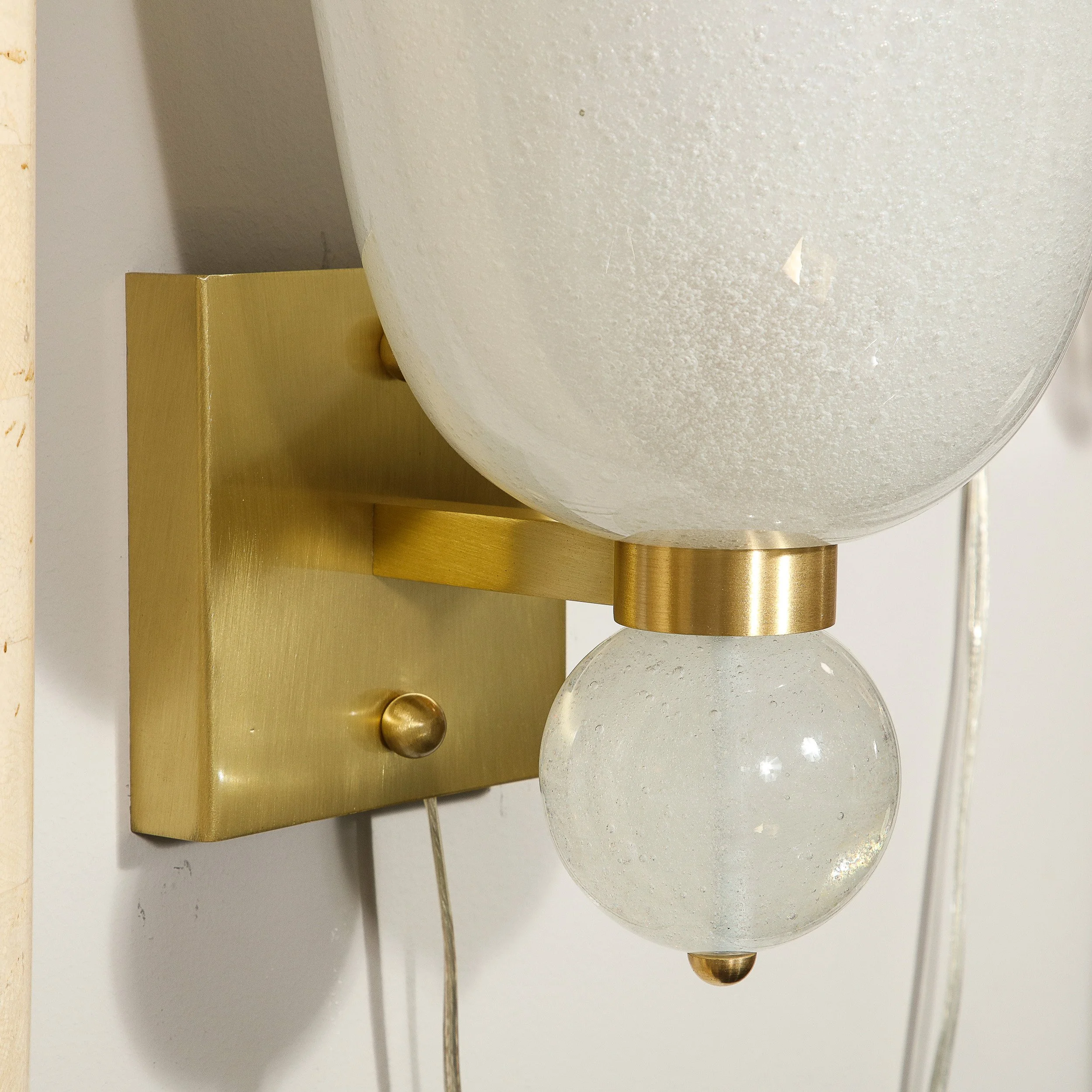 Modernist Hand-Blown Murano Sconces with Dense Murines and Oribital Drop - High Style Deco 6.jpg