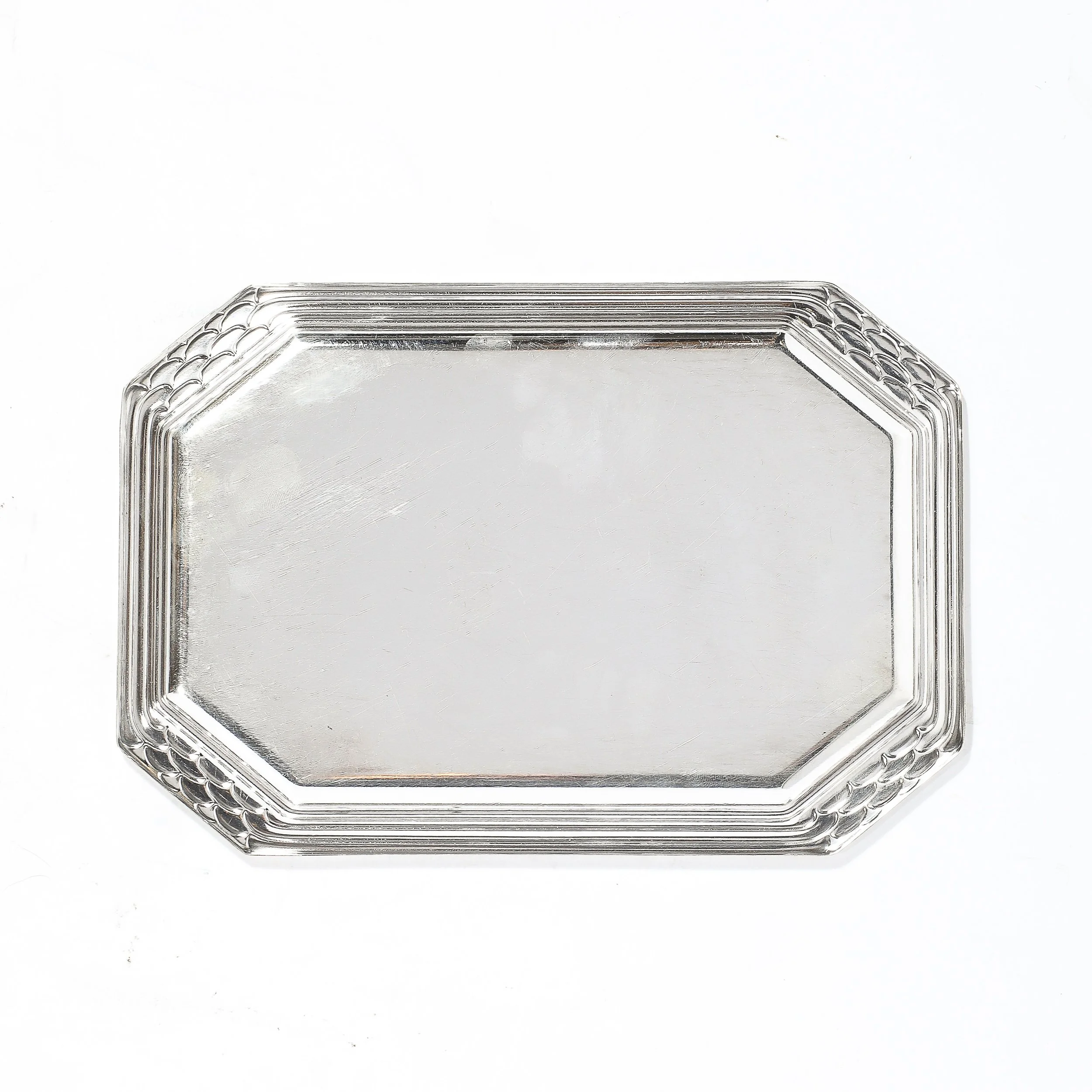 Art Deco Octagonal Silver Plated Tray W:Imbricated Detailing - High Style Deco 7.jpg