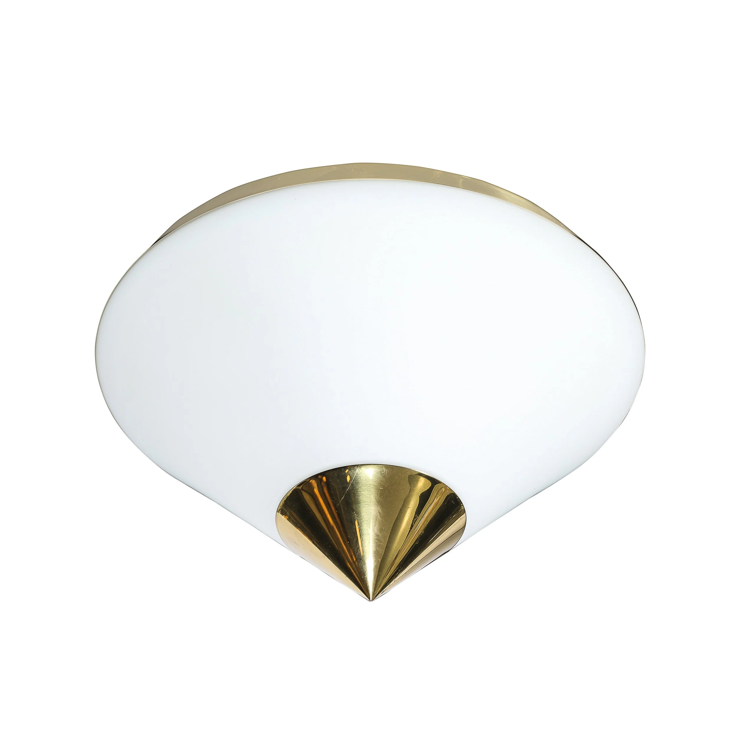 Mid-Century Frosted Glass Conical Flush-mounts w: Brass Fittings by Limburgh - High Style Deco 7.jpg