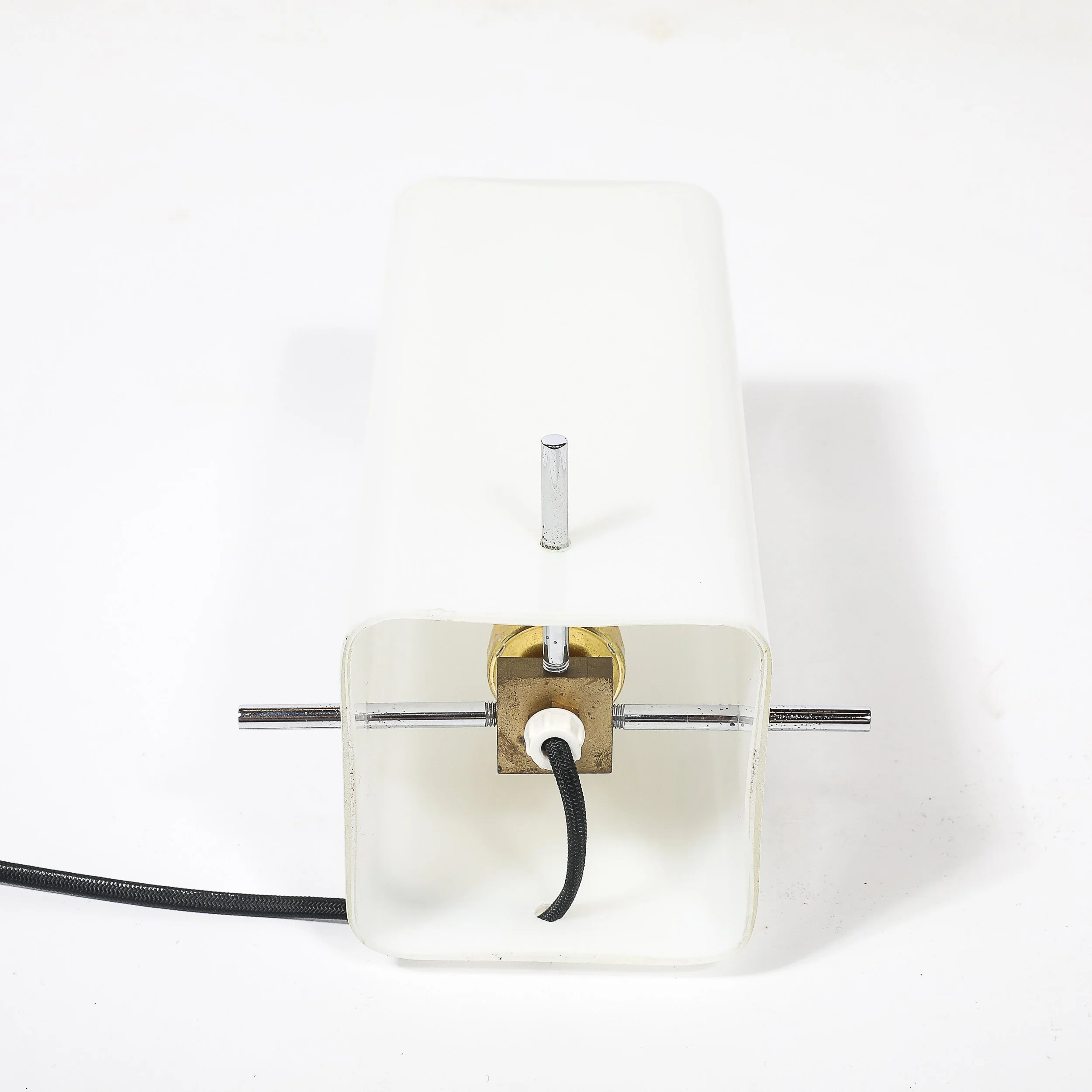 Mid-Century Milk Glass Column Lamp w: Chrome Fittings by Paul Mayen for Habitat - High Style Deco 11.jpg