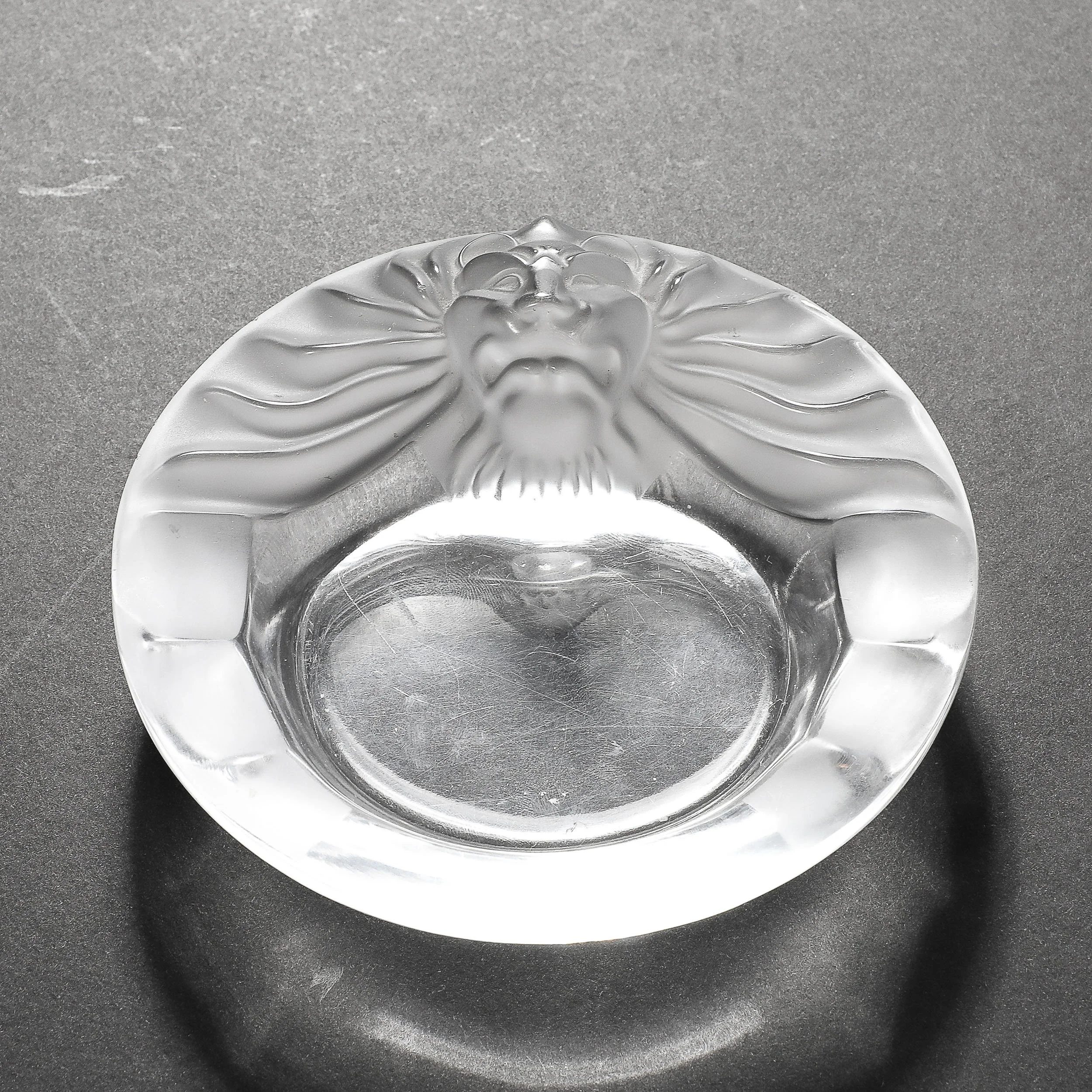 Vintage Lalique Tete De Lion Crystal Cigar Ashtray - High Style Deco 3.jpg