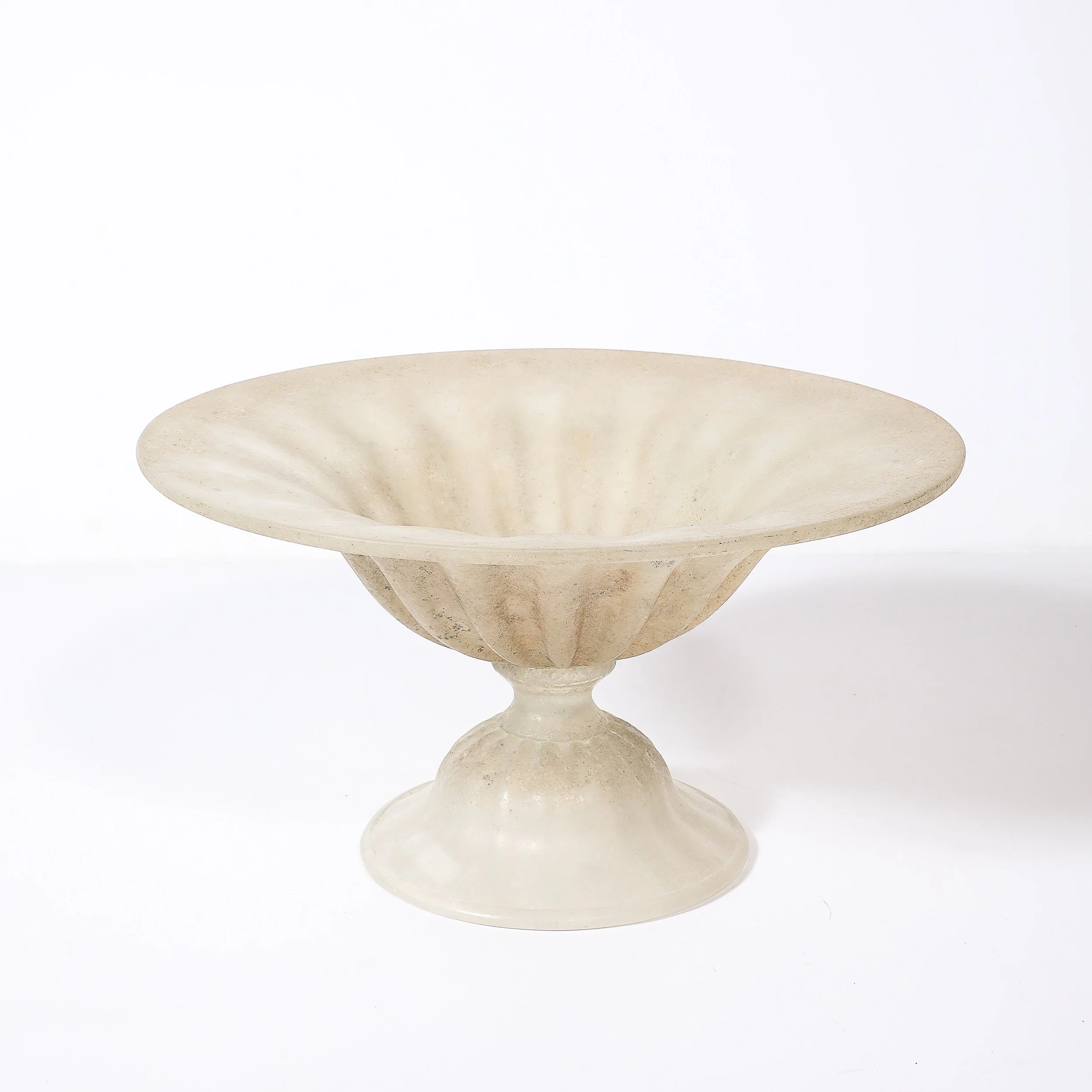 Mid-Century Hand-Blown Murano Fluted & Footed Scavo Glass Centerpiece Bowl - High Style Deco 5.jpg