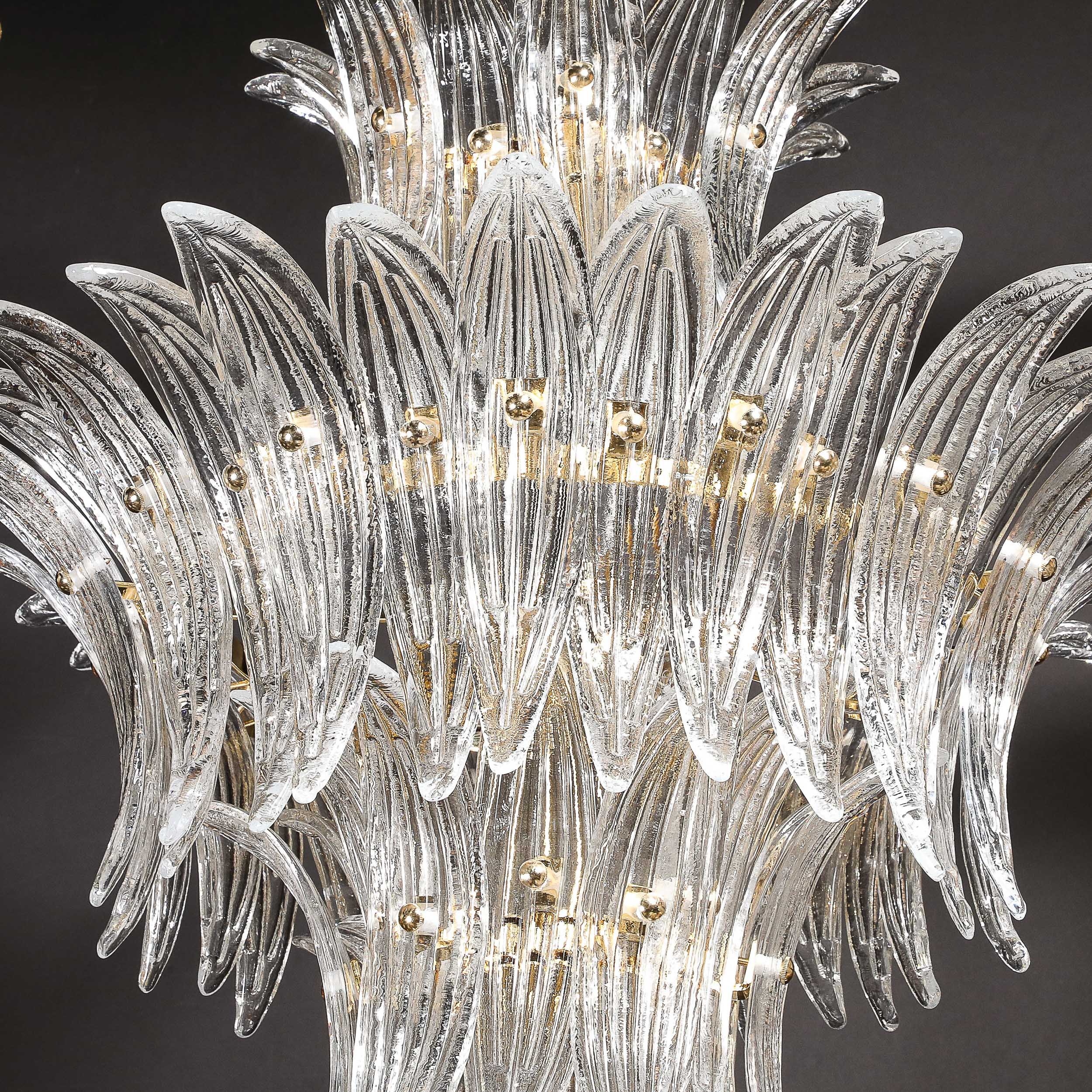 Three-Tier Palma Chandelier in Clear Hand Blown Murano Glass and Brass Fittings - High Style Deco 3.jpg