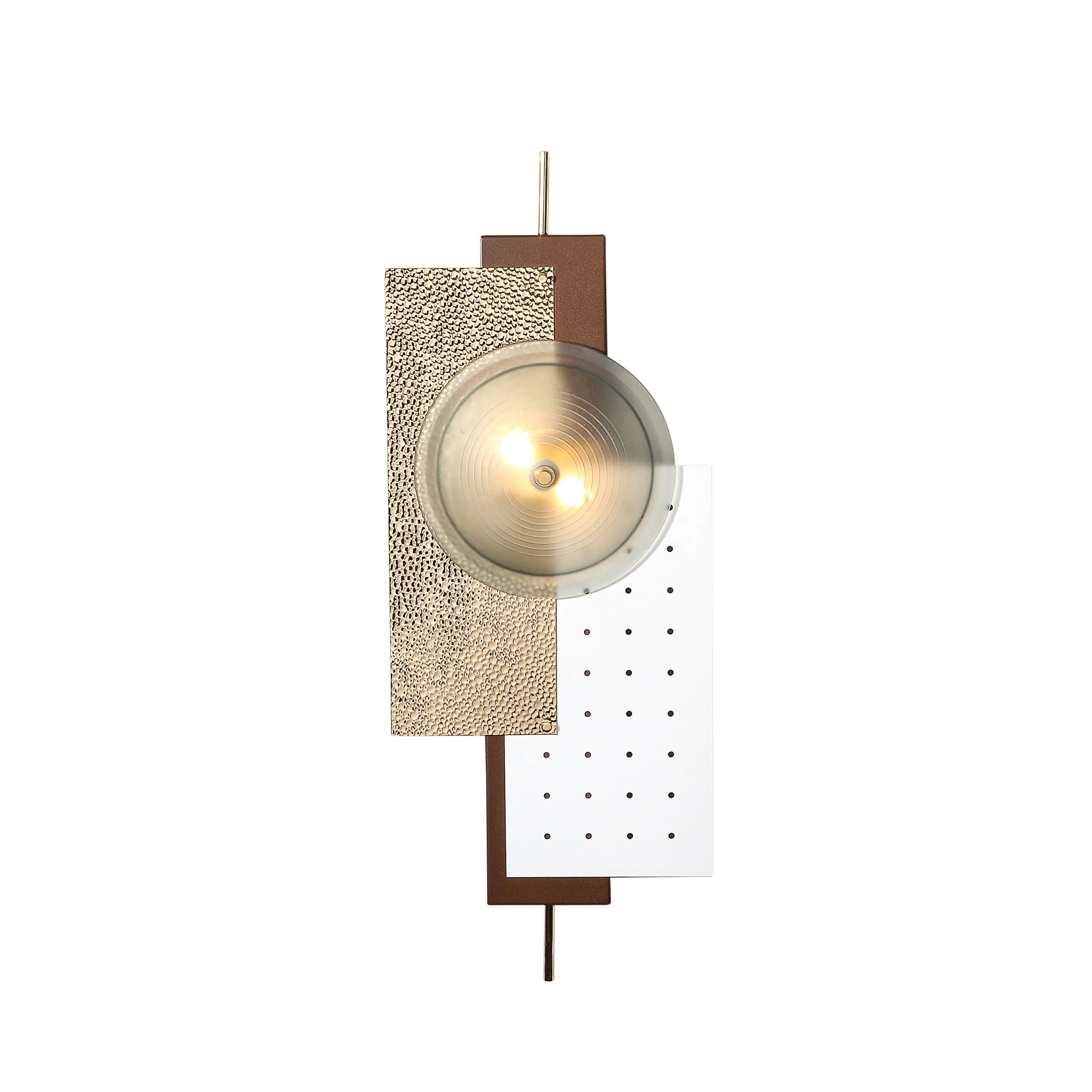 Modern Brutalist Multi-Paneled Sconces in Walnut, Polished Brass & White Enamel - High Style Deco 1.jpg