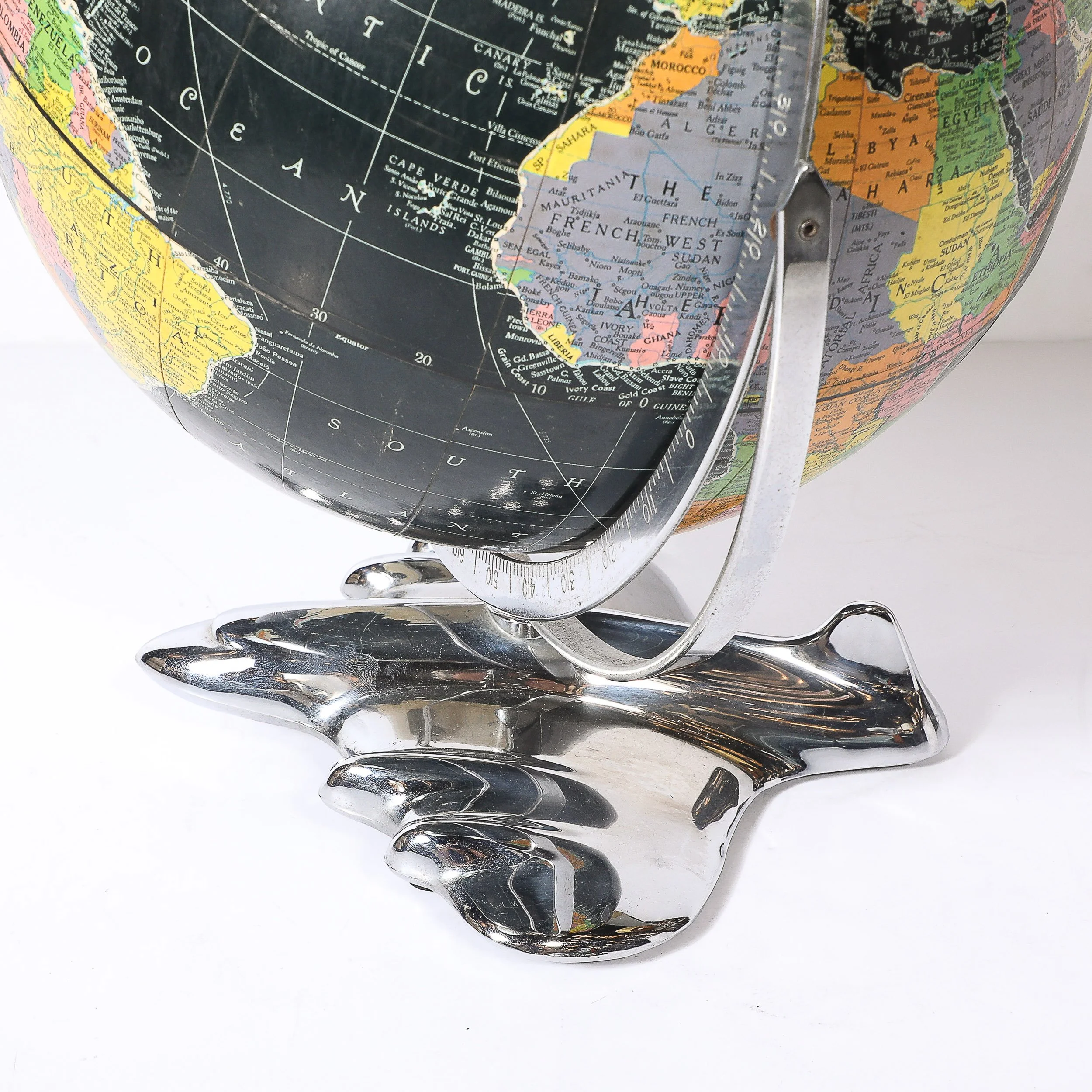 Art Deco Aviation Globe on Sculptural Airplane Base in Chrome - High Style Deco 11.jpg