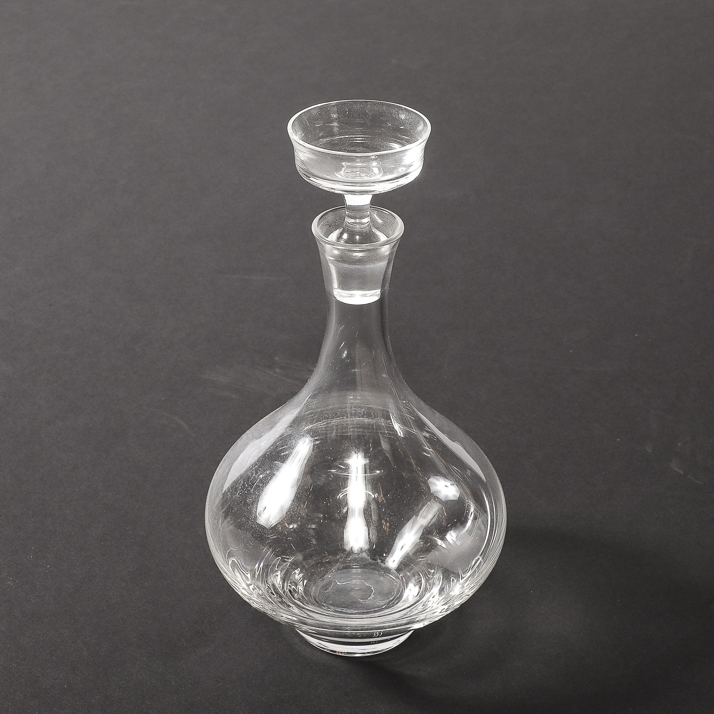 Mid-Century Modernist Sculptural Crystal Decanter with Basin Form Stopper - High Style Deco 1.jpg