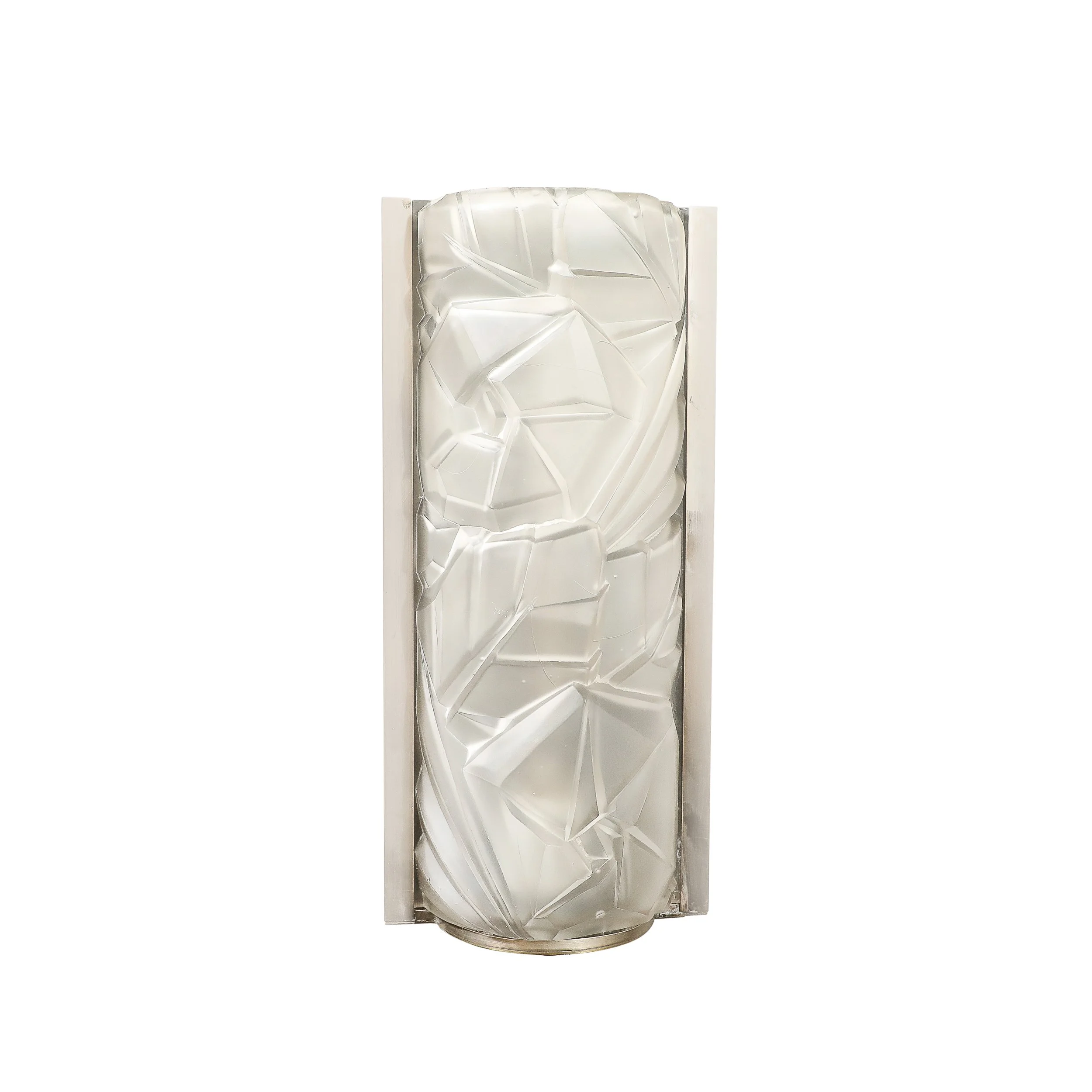 Art Deco Molded & Frosted Glass w: Abstract Cubist Geometric Motif Sconces - High Style Deco 10.jpg