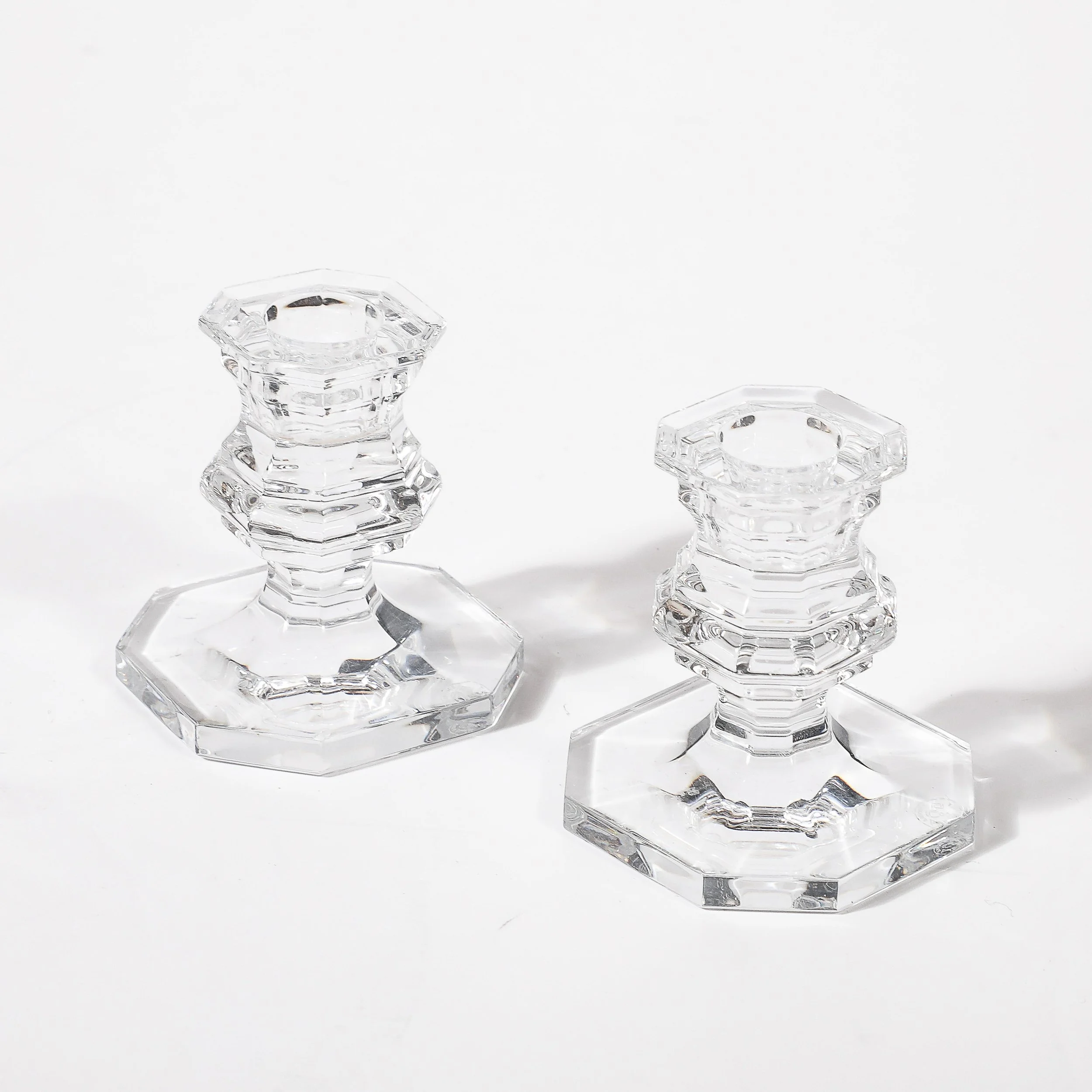 Pair of Classical Regency Giftware Crystal Candlestick Holders Signed Baccarat - High Style Deco 6.jpg