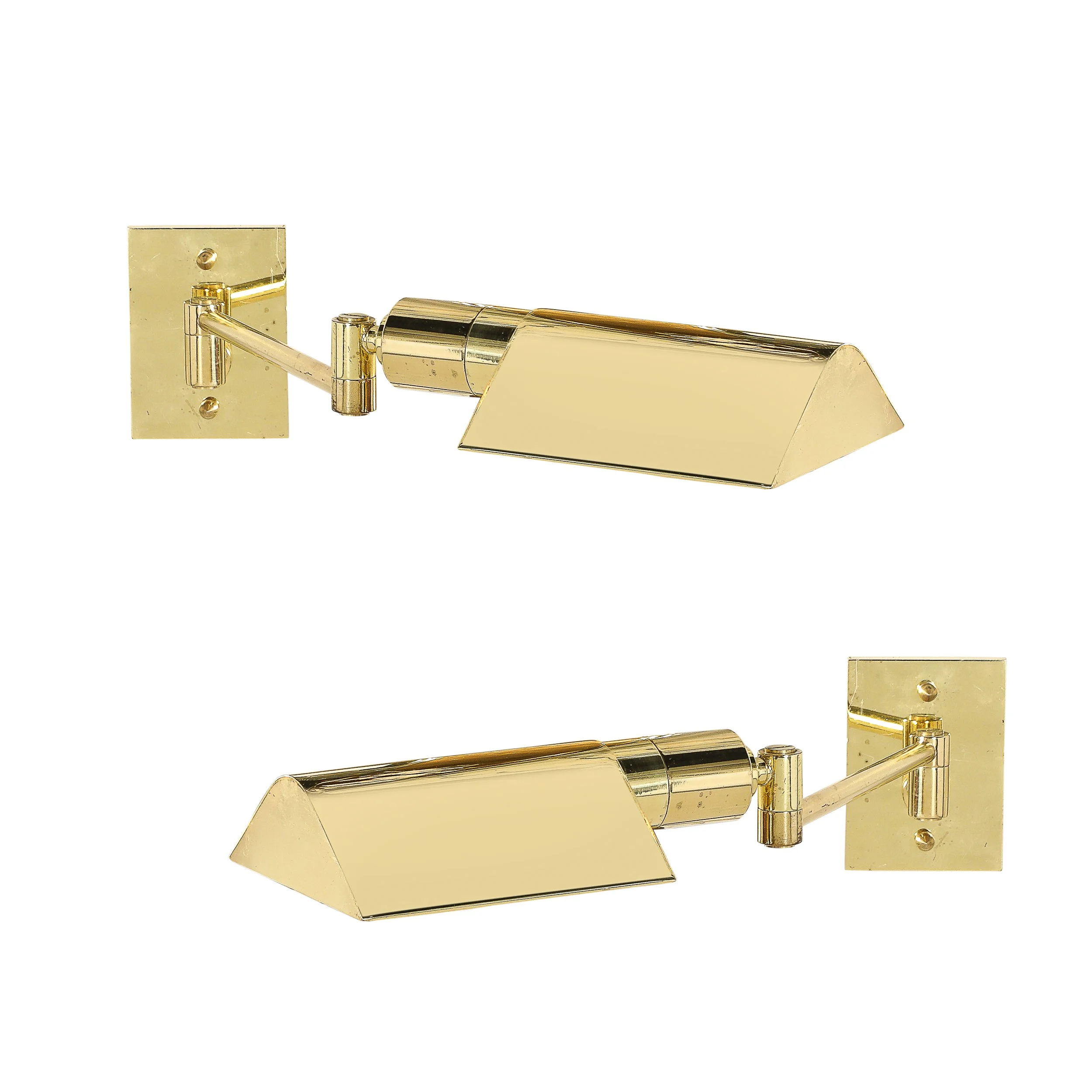 Pair of Mid-Century Modernist Swing Arm Articulating Sconces in Polished Brass - High Style Deco 7.jpg