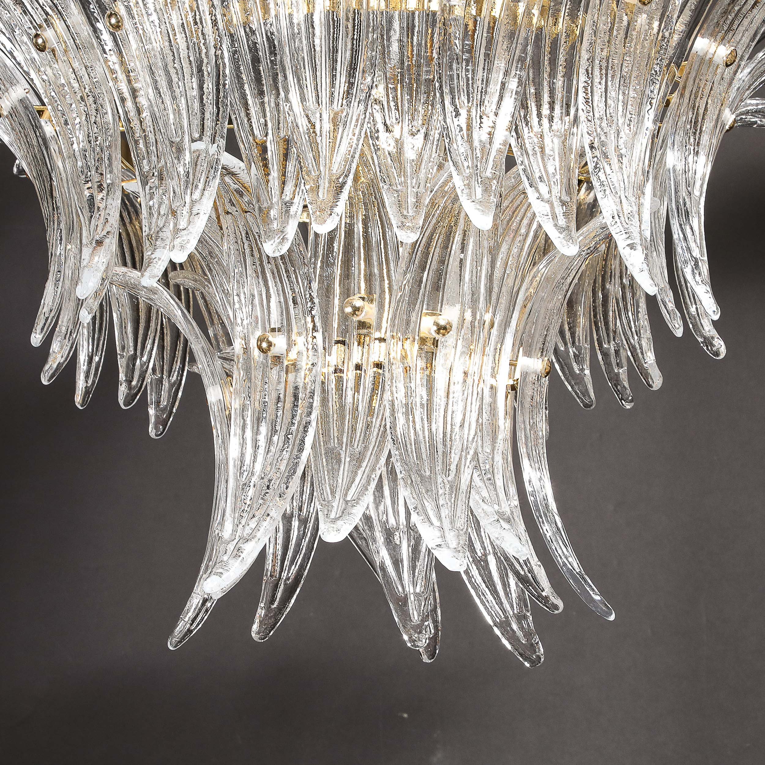 Three-Tier Palma Chandelier in Clear Hand Blown Murano Glass and Brass Fittings - High Style Deco 2.jpg
