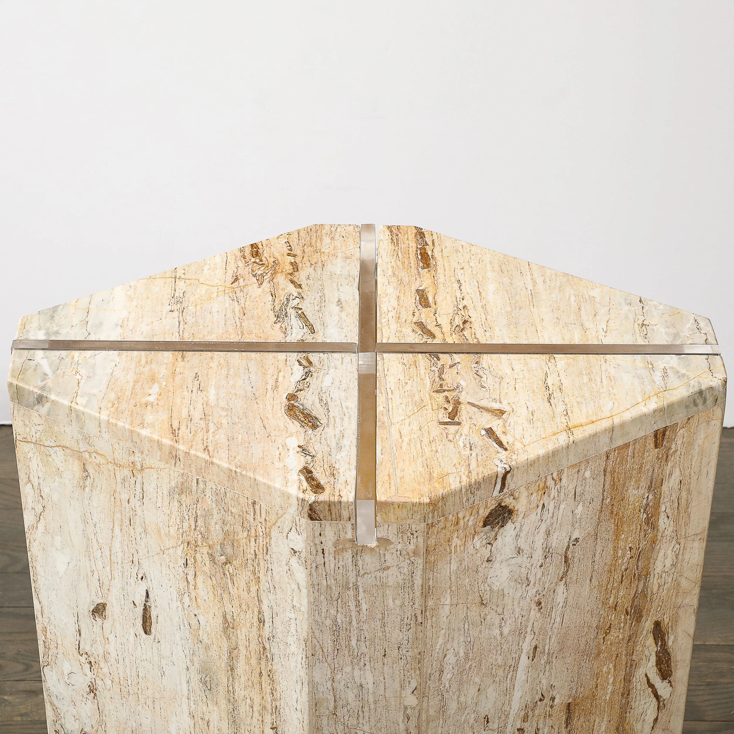Sophisticated Mid-Century Modernist Crosslight Illuminating Travertine Pedestal - High Style Deco 4.jpg