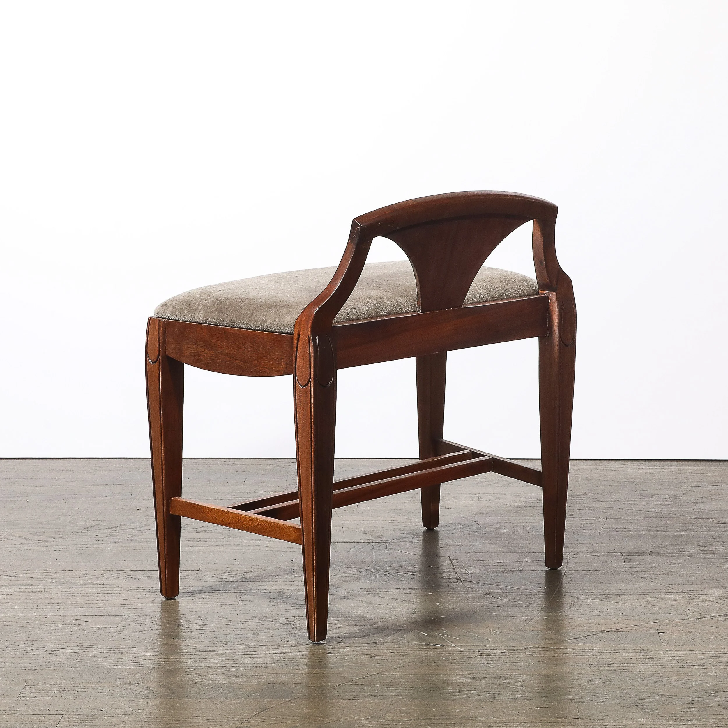 Art Deco Book-Matched Walnut & Mohair Sculptural Vanity Stool by Grosfeld House - High Style Deco 9.jpg