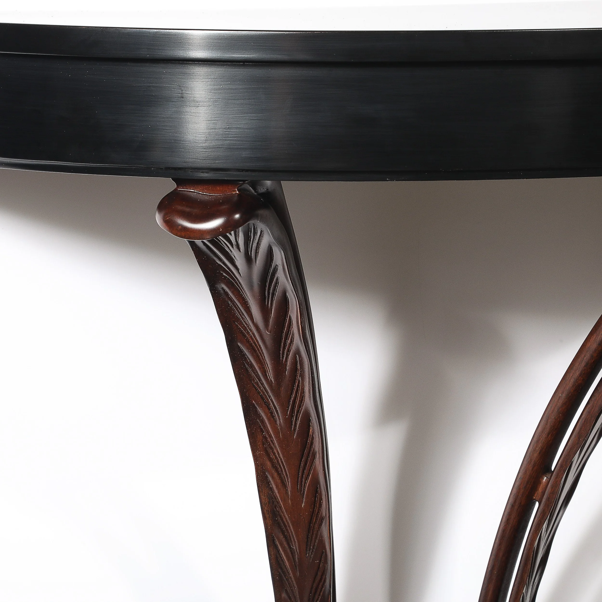 Art Deco Ebonized Walnut Wall Console W: Acanthus Supports by Grosfeld House - High Style Deco 8.jpg