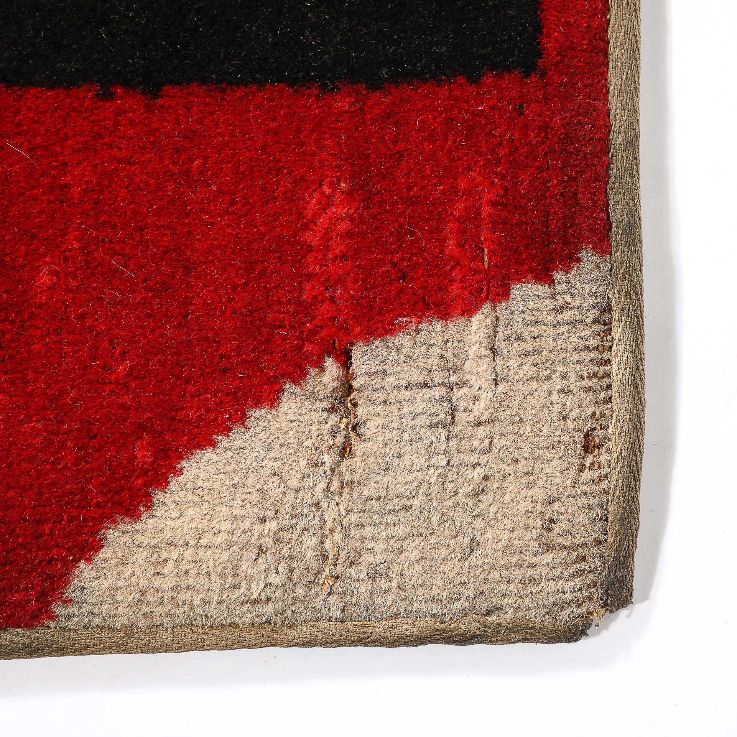 Documented Art Deco Machine Age Black, White, & Red Cubist Tapestry Detailing - High Style Deco 9.jpg