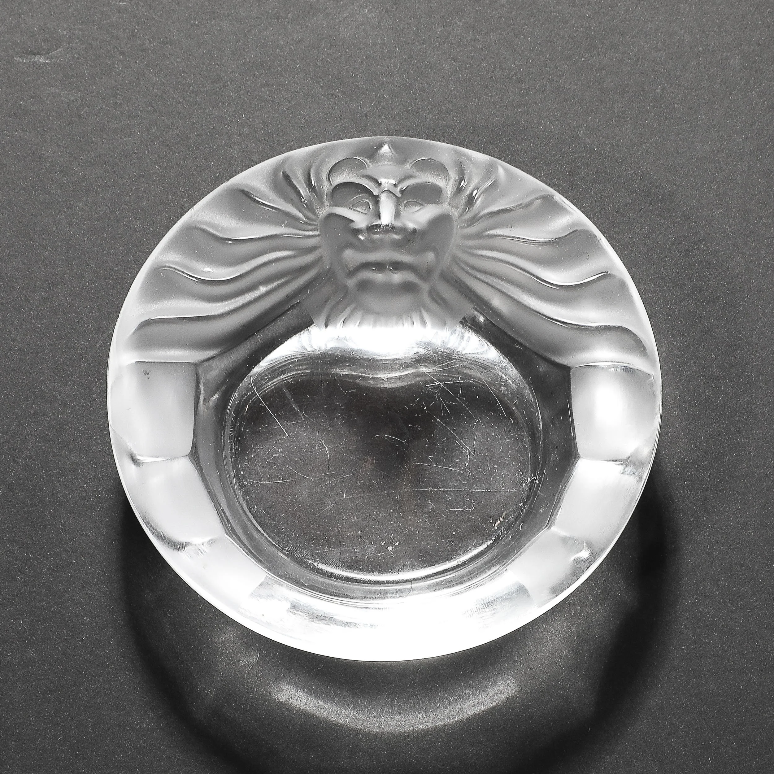 Vintage Lalique Tete De Lion Crystal Cigar Ashtray - High Style Deco 1.jpg