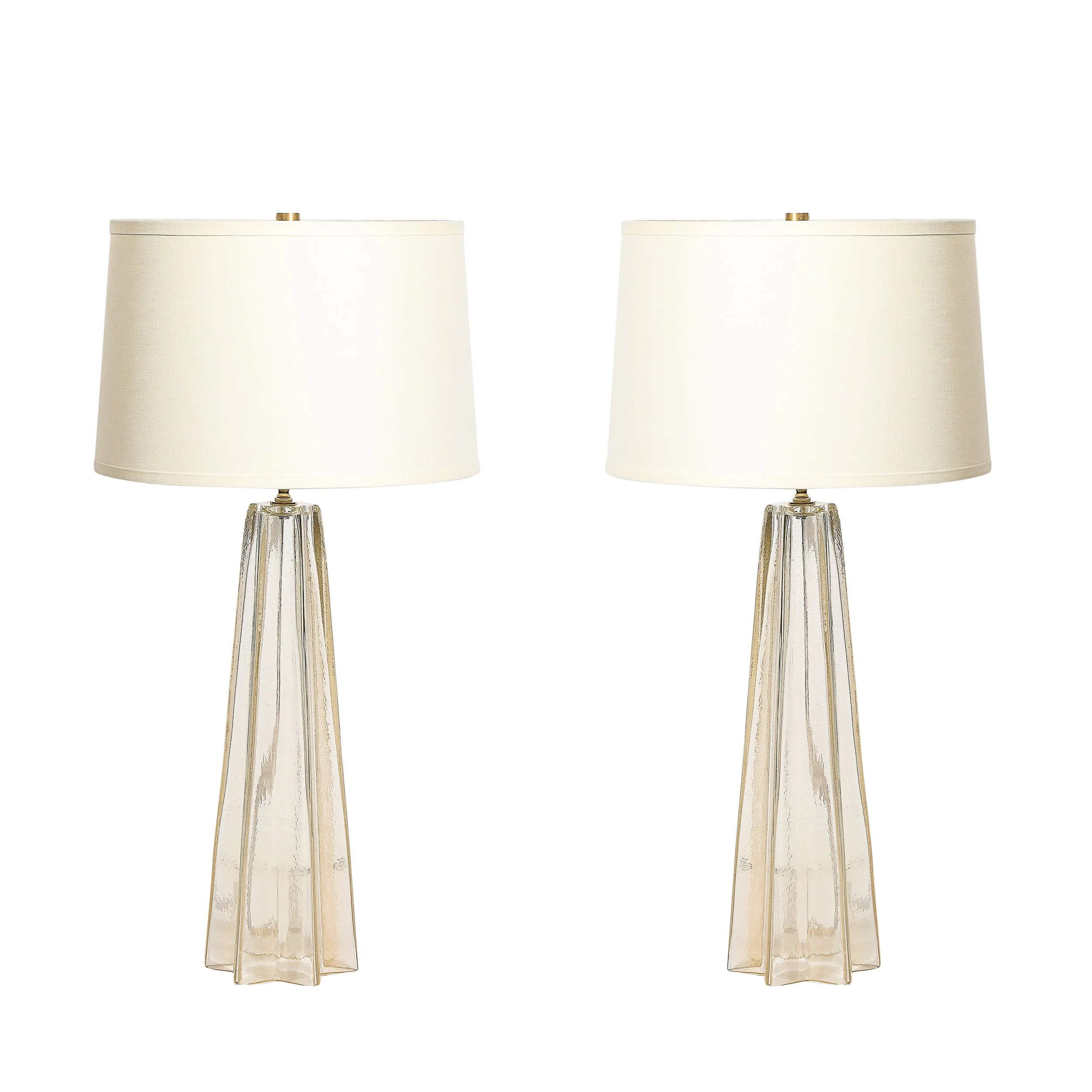 Pair of Modernist Hand-Blown Murano Glass X Form Table Lamps W: 24 Karat Gold - High Style Deco.jpg