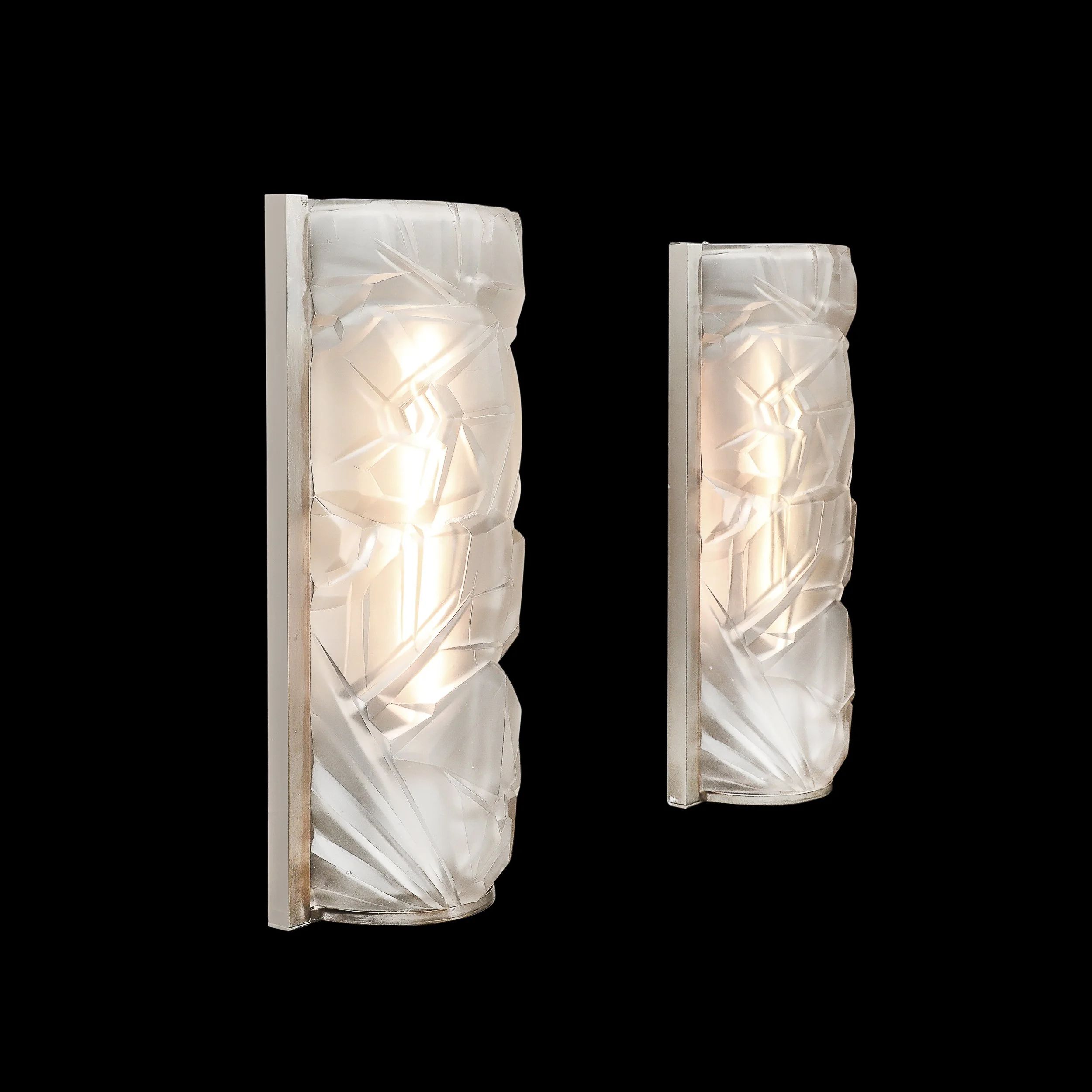 Art Deco Molded & Frosted Glass w: Abstract Cubist Geometric Motif Sconces - High Style Deco 4.jpg
