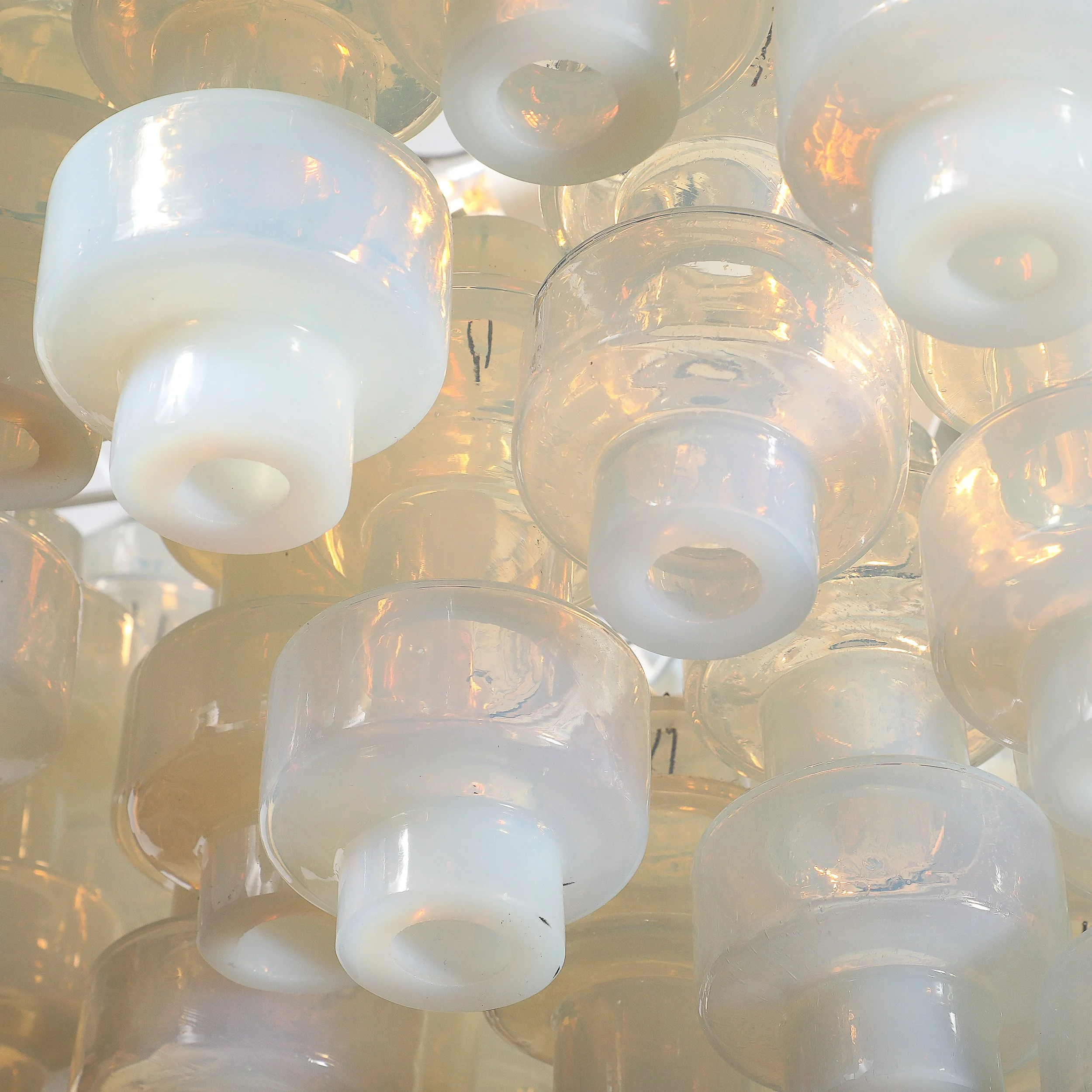 Modernist Hand-Blown Murano Opalescent Barbell Chandelier with Brass Fittings - High Style Deco 6.jpg