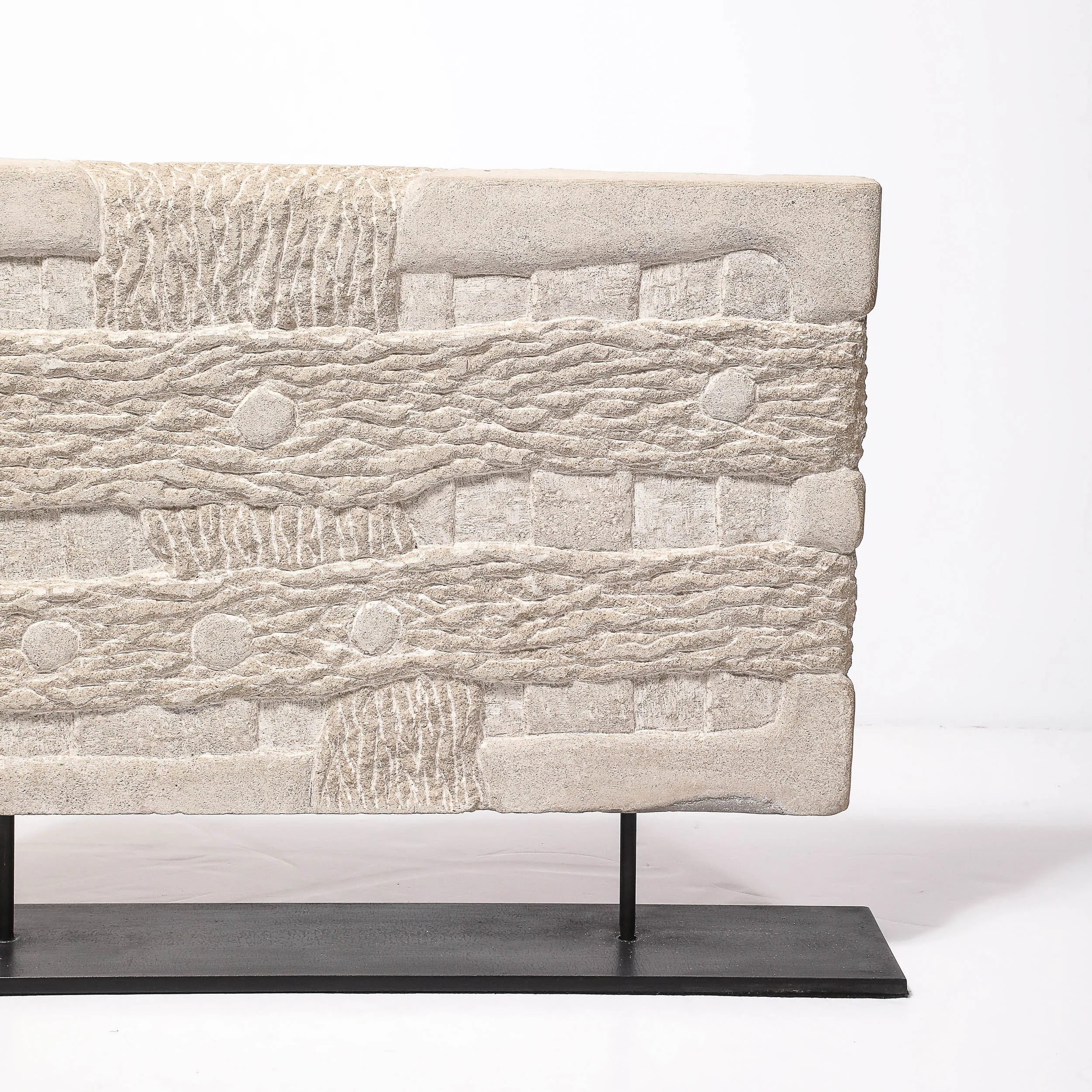 Modernist Limestone Sculpture on Iron Base entitled "Flood" by Bradford Graves - High Style Deco 7.jpg