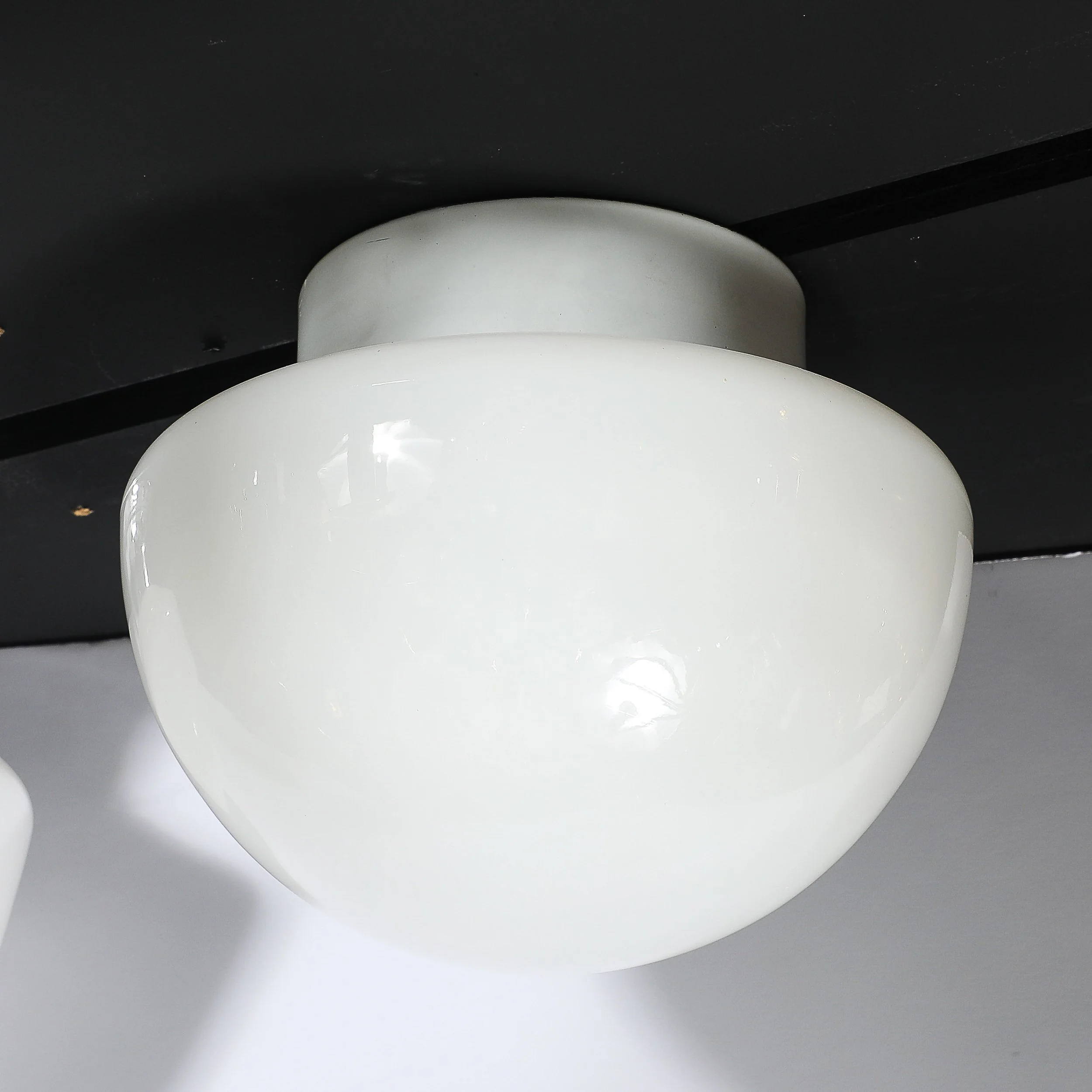 Mid-Century Reverse Dome Form Milk Glass Flush Mount Chandelier by Lightolier - High Style Deco 3.jpg