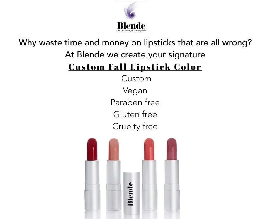 Let Blende Create your go to 
Custom Fall Lipstick Color💋
Book your blending today📅

#WestfieldNJ #CustomLipstick #Custom #Custommakeup #Skincare #OrganicMakeup #VeganMakeup #Glutenfreemakeup #crueltyfreemakeup