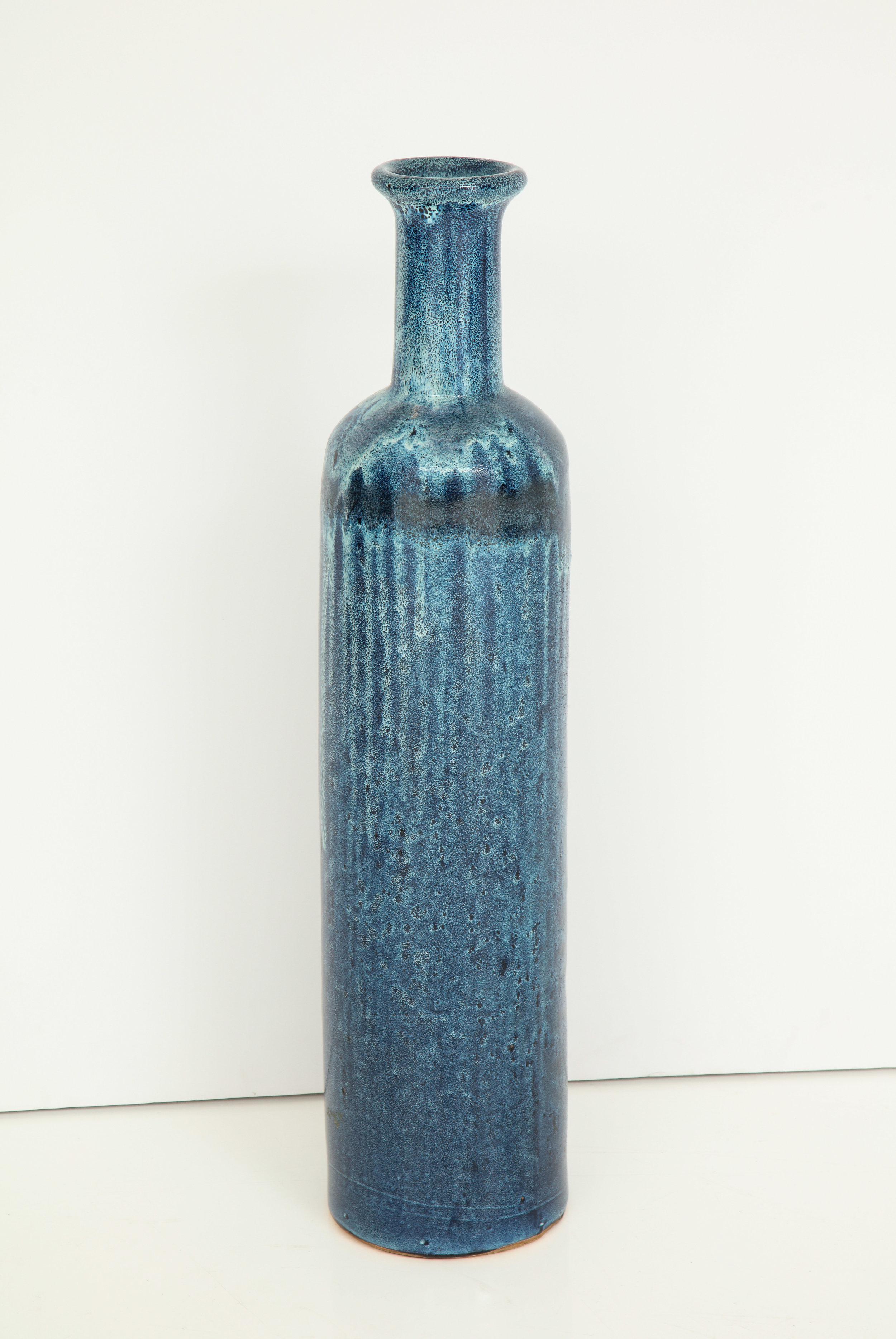 Mid century Shaped Blue Glazed Floor Vase — Babou 6R1A6459