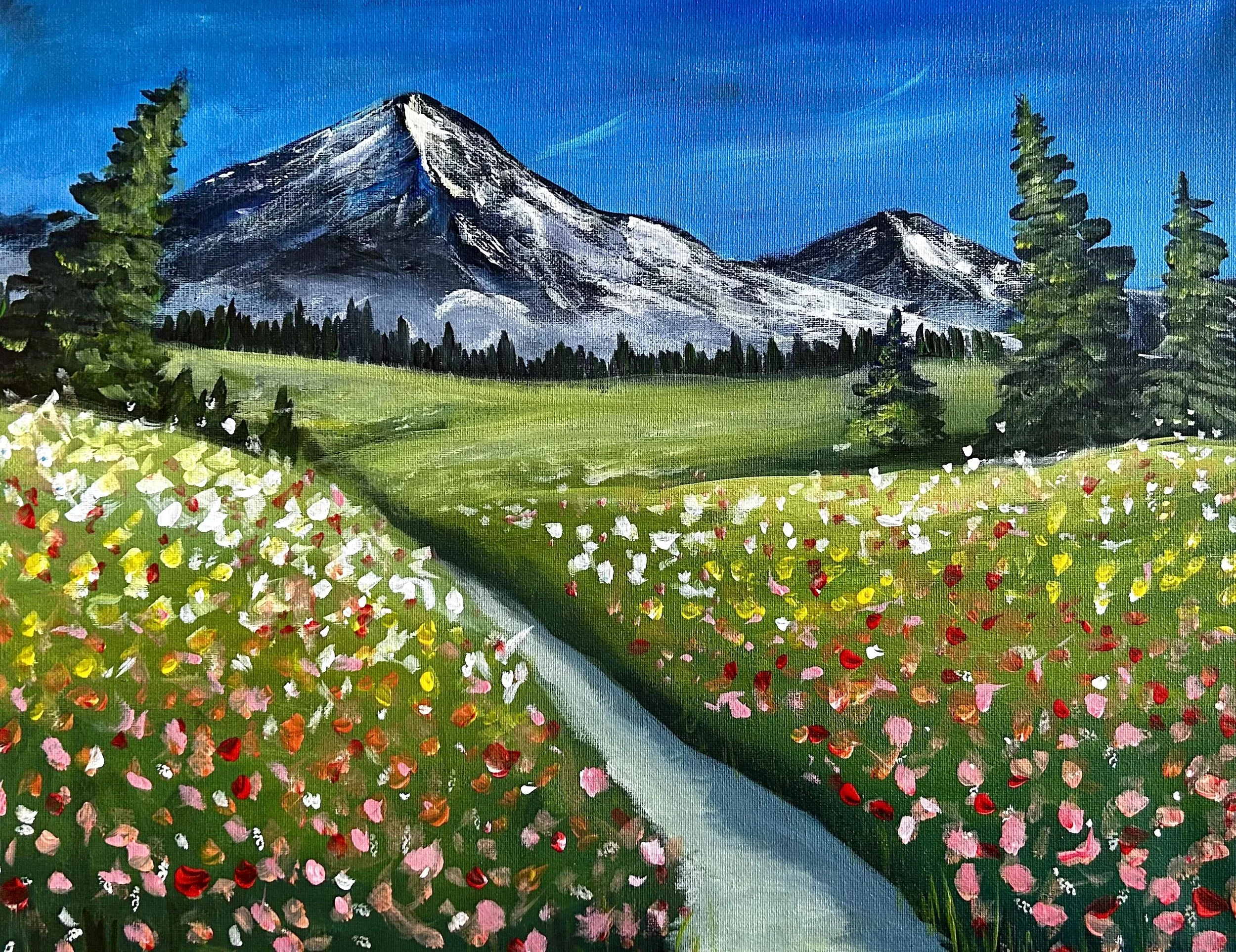Step-by-Step Beginner's Acrylic Paint Class- Spring Mountains