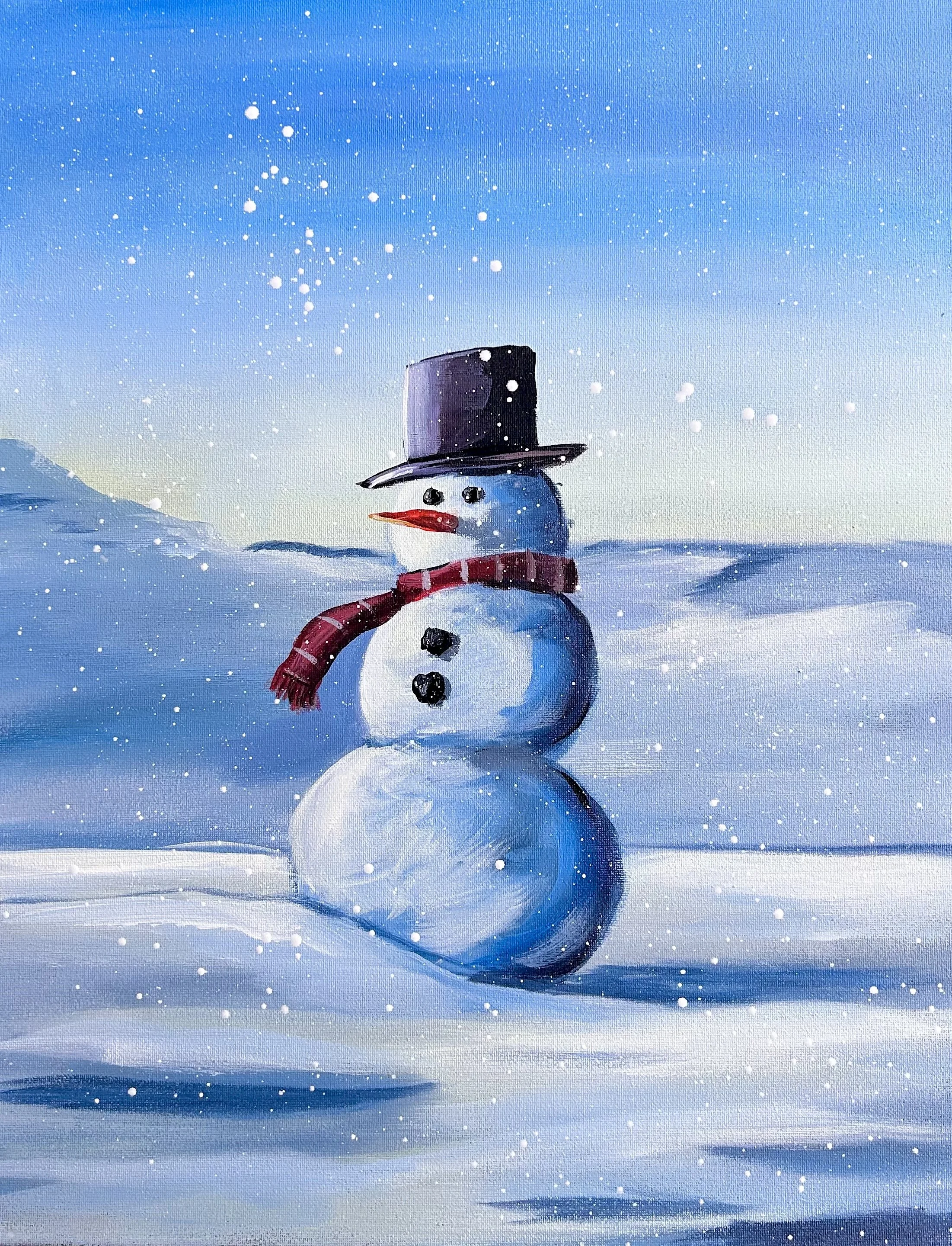 Step-by-Step Acrylic Paint Class - Winter Snowman