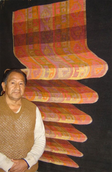 Alfonso Sulca, one of the most prominent Ayacucho weavers; in his gallery, 2006.