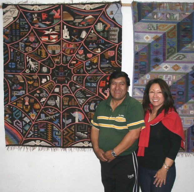 Edwin Sulca with a customer from Hawaii in his gallery, 2008.