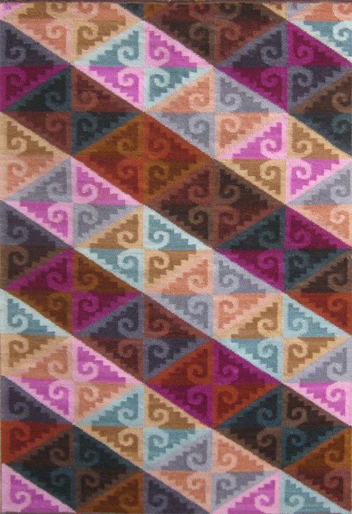  “Wari Colors”, 2′ x 3′ wool weaving by Alfredo Jayo. 