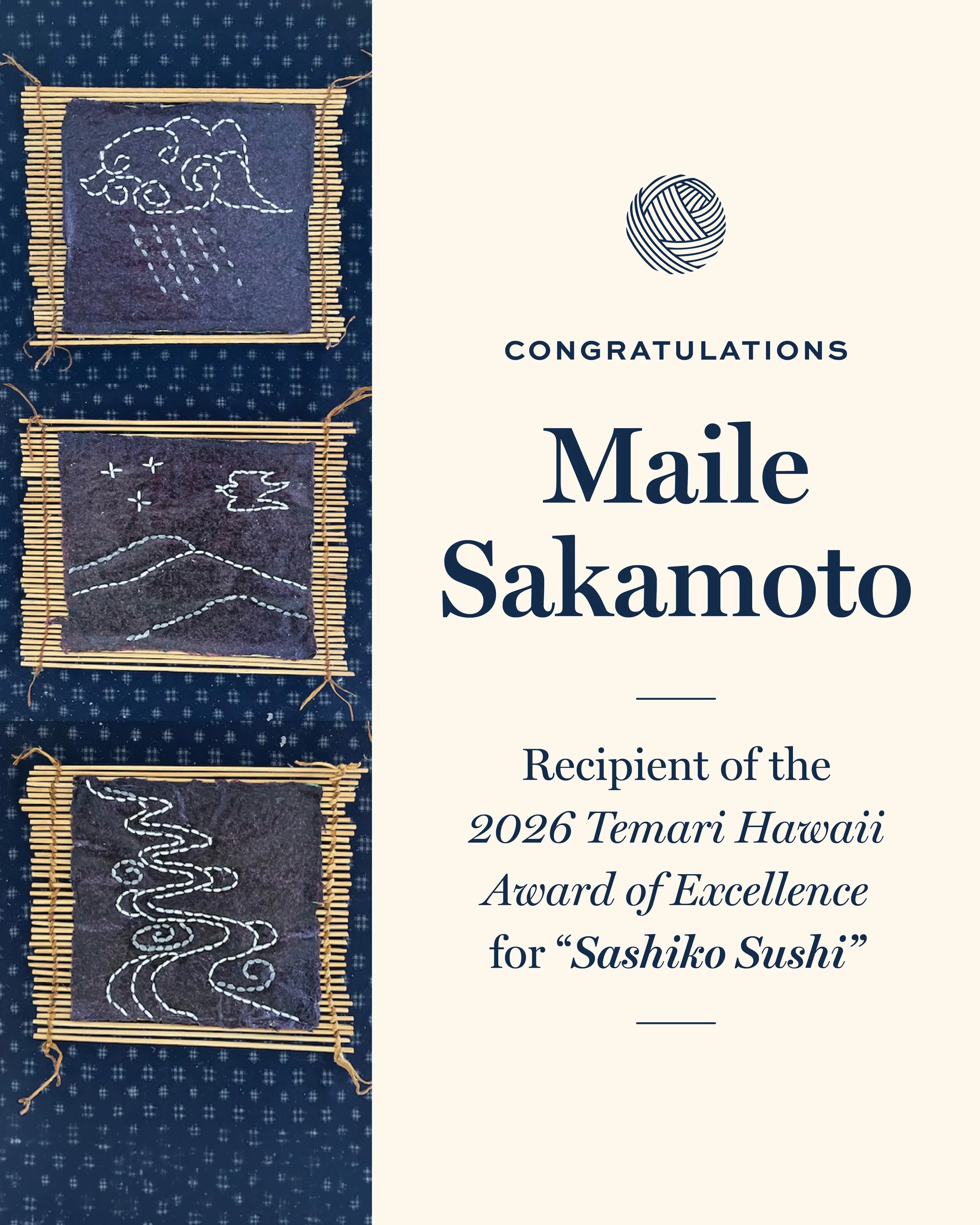  Maile Sakamoto — Winner of Temari Hawaiʻi Award of Excellence