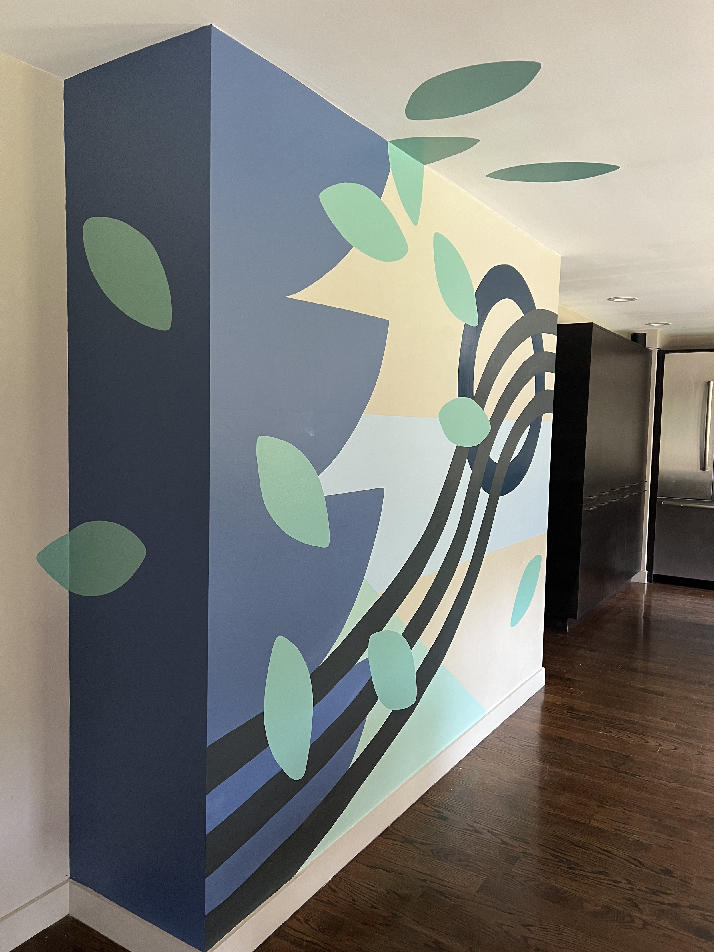  Commissioned mural for a private residential client in Falmouth, ME. This piece was designed and painted by hand in August 2022. 
