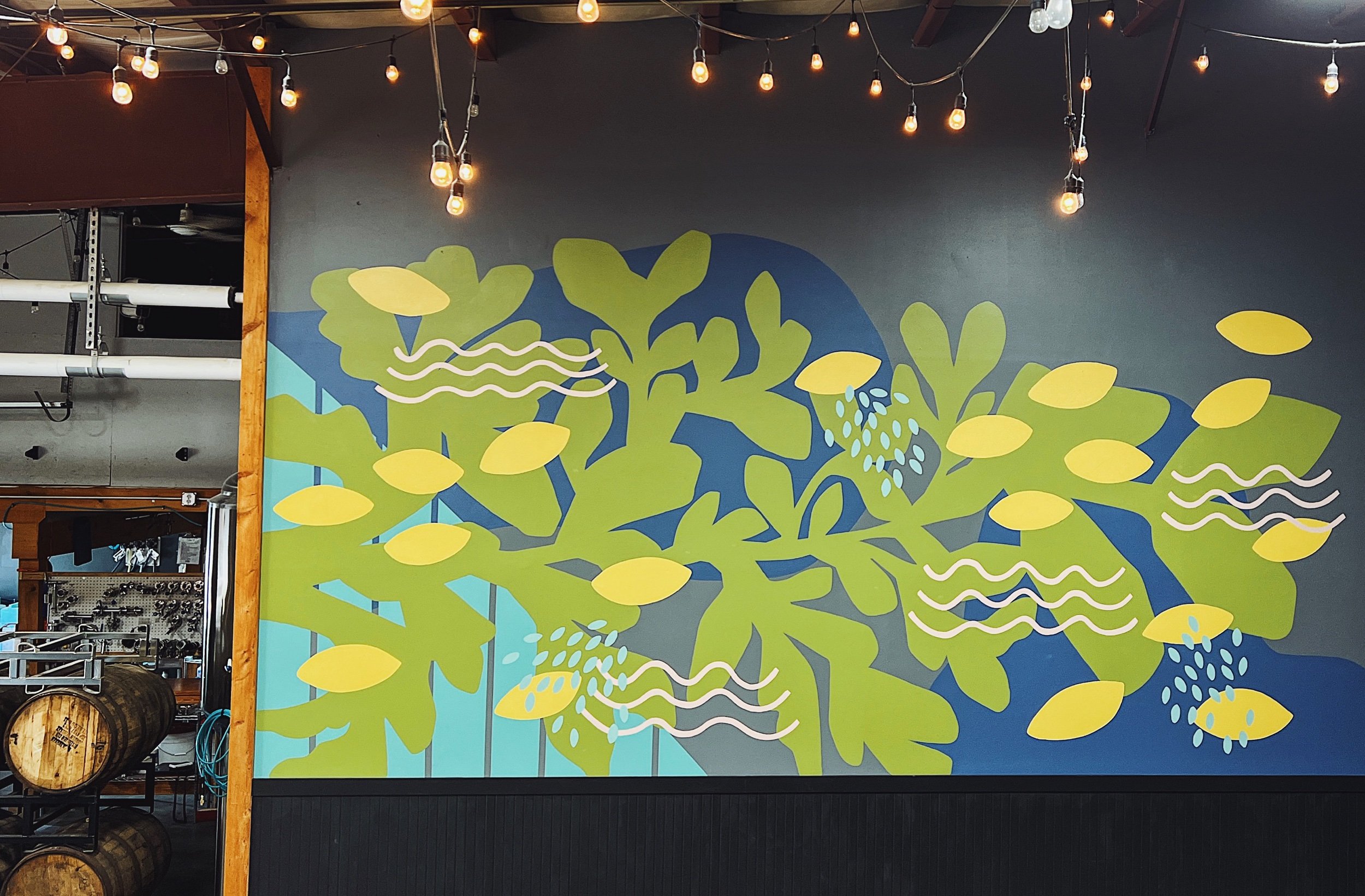  Commissioned mural for Battery Steele Brewing in Portland, ME. This piece was designed and painted by hand in July 2022. 